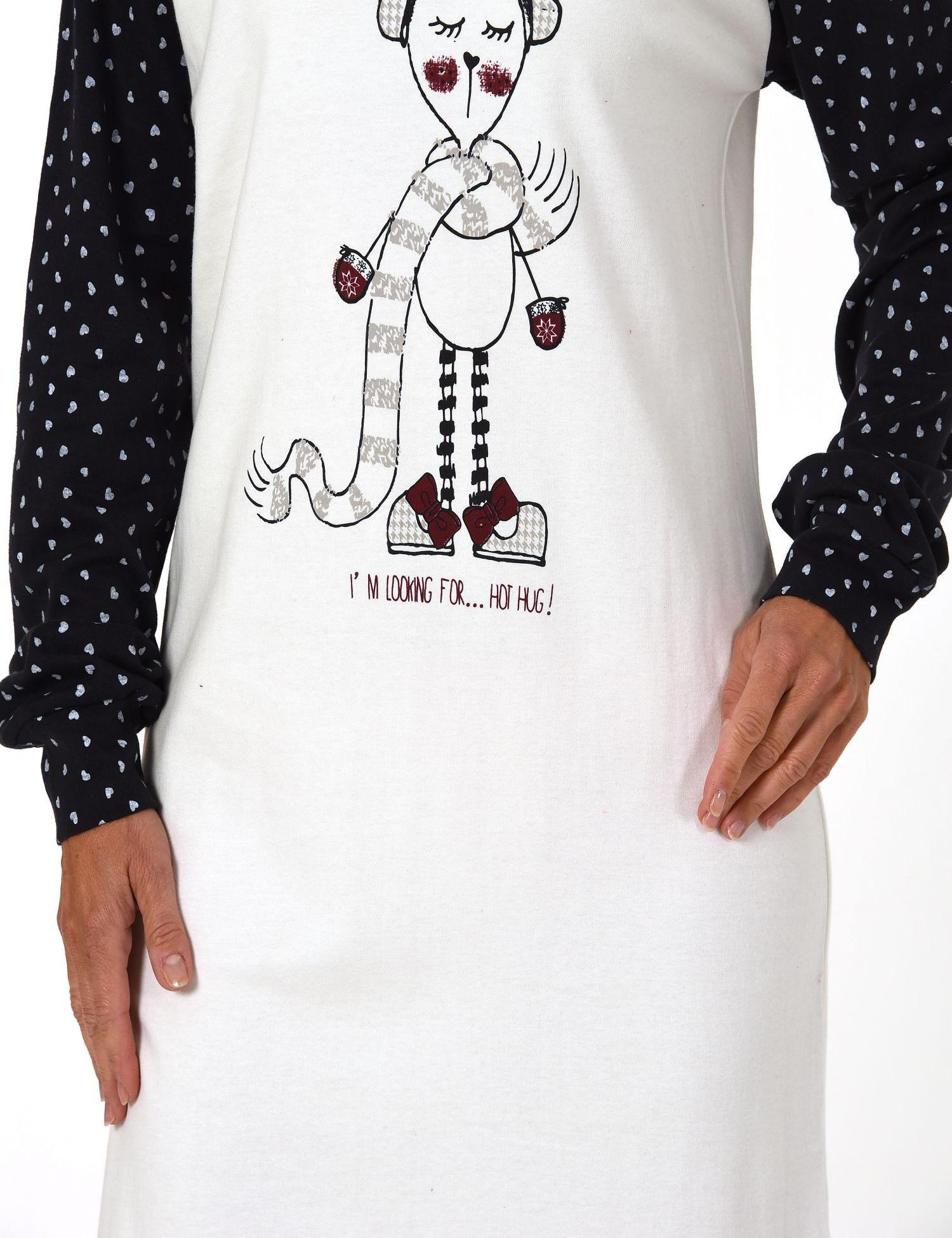 Damen Kurznachthemd mit Bündchen, Kuschel-Interlock 271 213 96001