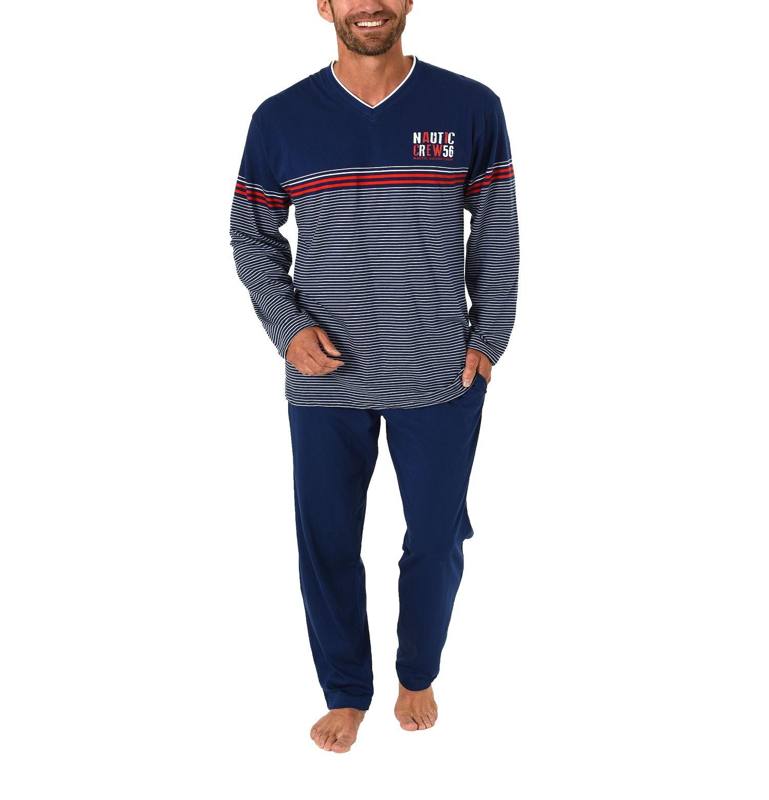 Herren Pyjama Schlafanzug langarm Streifenoptik – auch in Übergrössen – 181 101 90 514