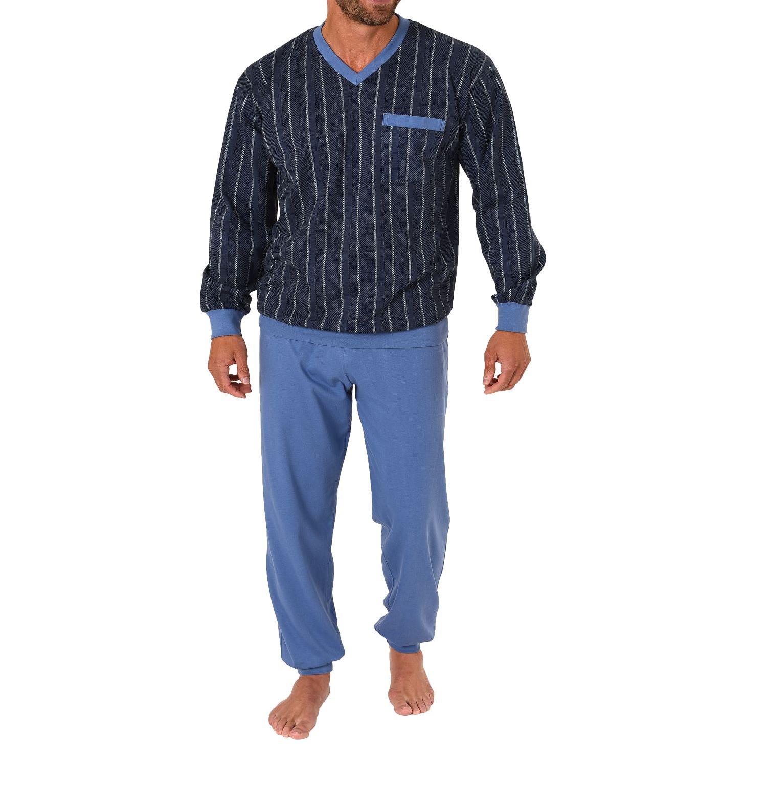 Herren Pyjama lang mit Bündchen – Streifenoptik – auch in Übergrössen 181 101 90 518