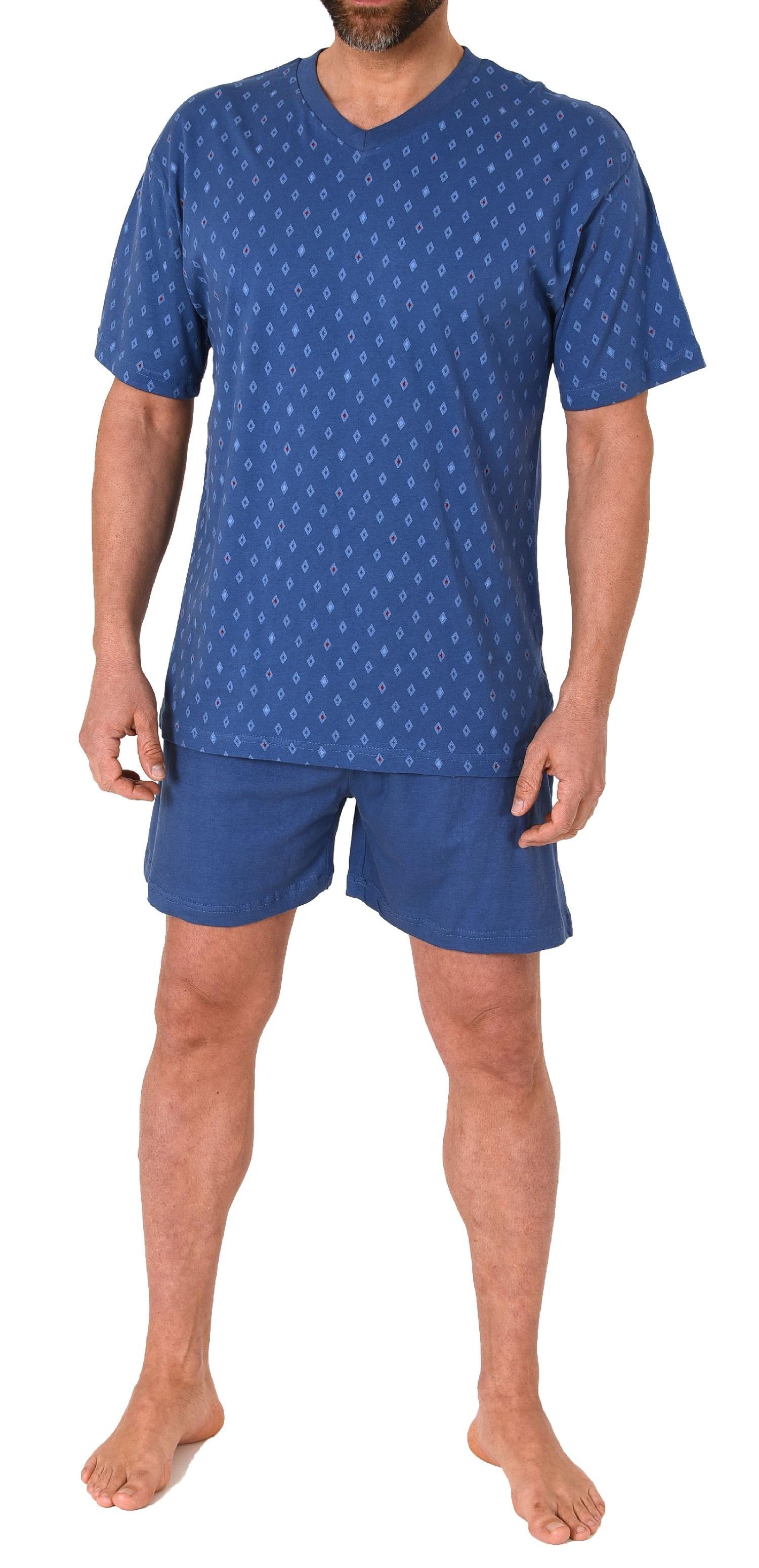 Herren Shorty Pyjama Schlafanzug kurzarm mit V-Hals – 181 105 90 001