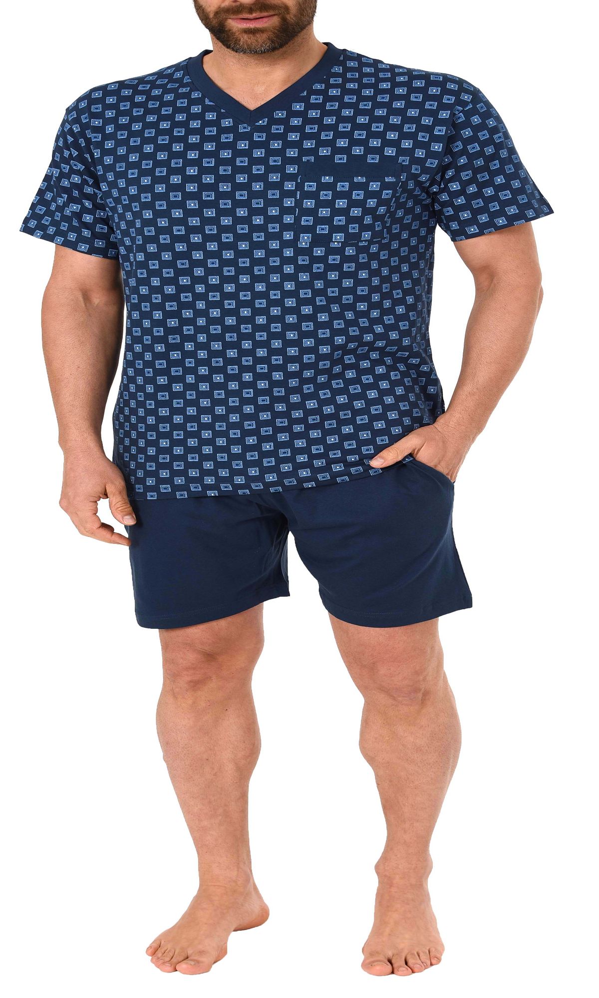 Herren Shorty Pyjama kurzarm in klassischen Farben – auch in Übergrössen – 181 105 90 007