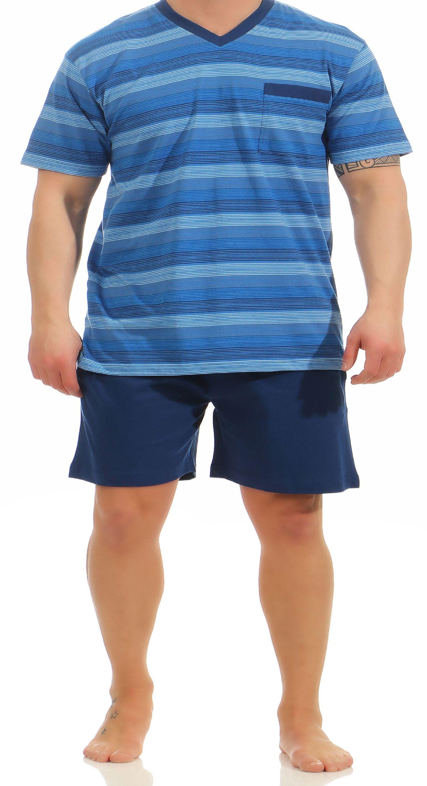 Herren Shorty Pyjama in eleganter Streifenoptik von NORMANN – 181 105 90 508