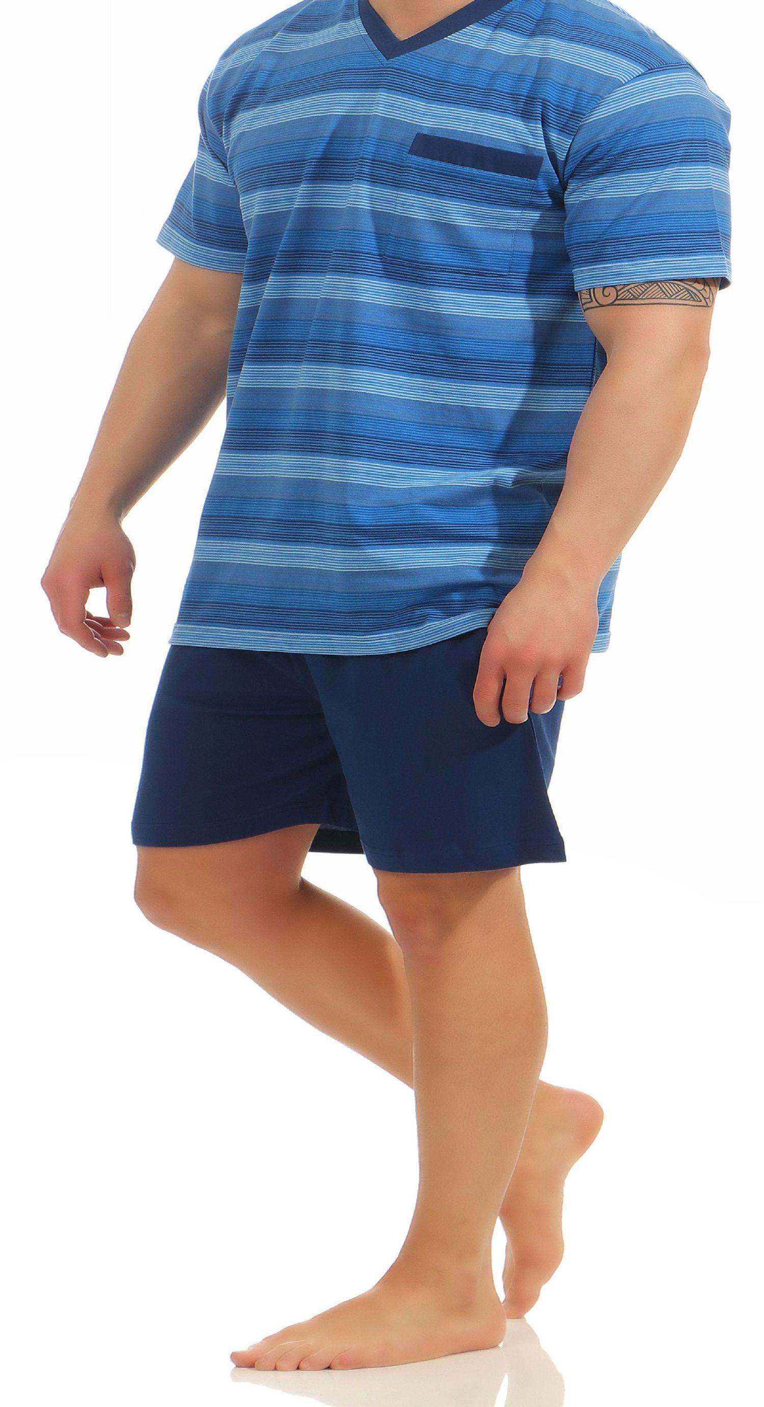 Herren Shorty Pyjama in eleganter Streifenoptik von NORMANN – 181 105 90 508