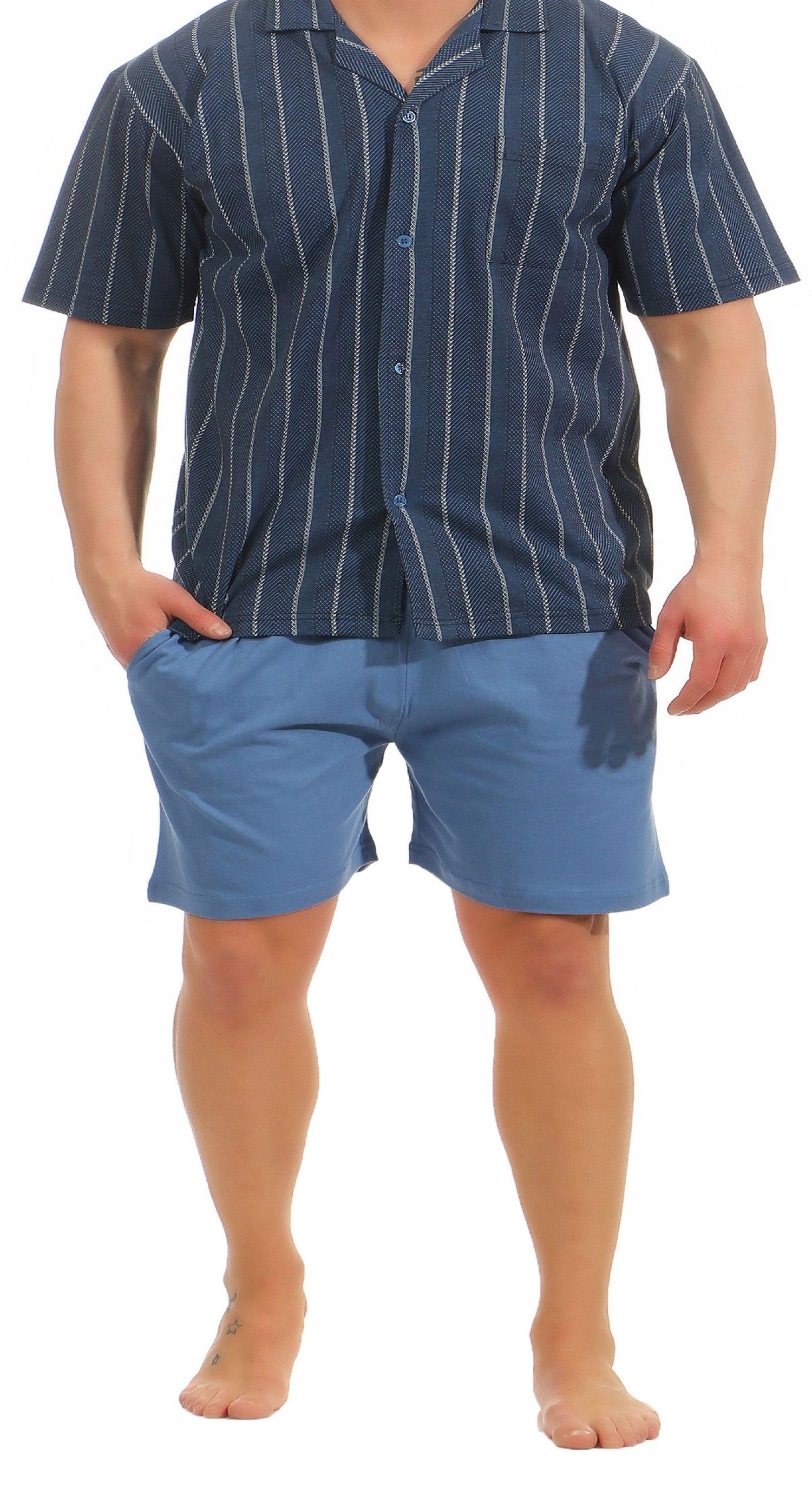Herren Shorty Pyjama kurzarm zum durchknöpfen – auch in Übergrössen – 105 90 519
