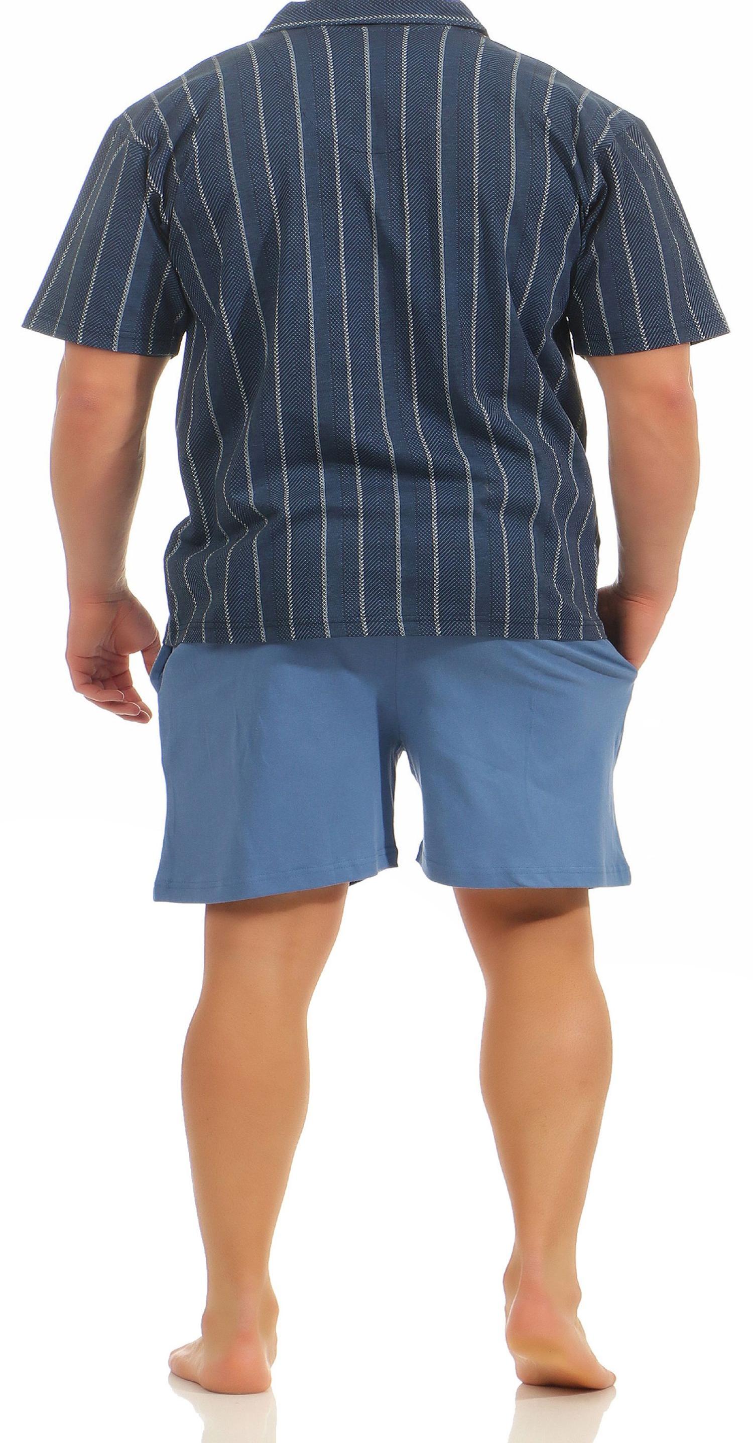 Herren Shorty Pyjama kurzarm zum durchknöpfen – auch in Übergrössen – 105 90 519