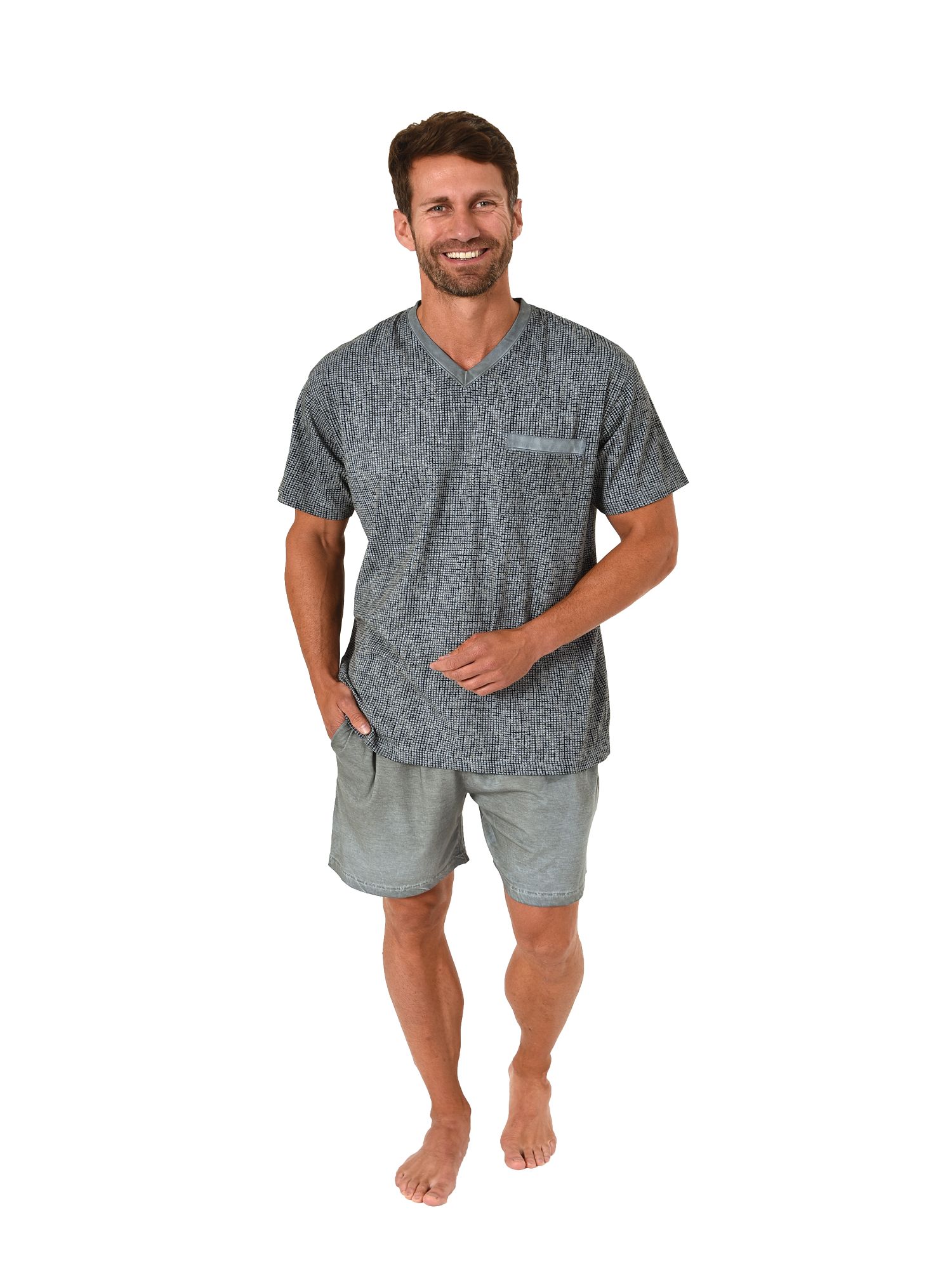 Herren Shorty Pyjama Set - Kurzer Schlafanzug Sommer