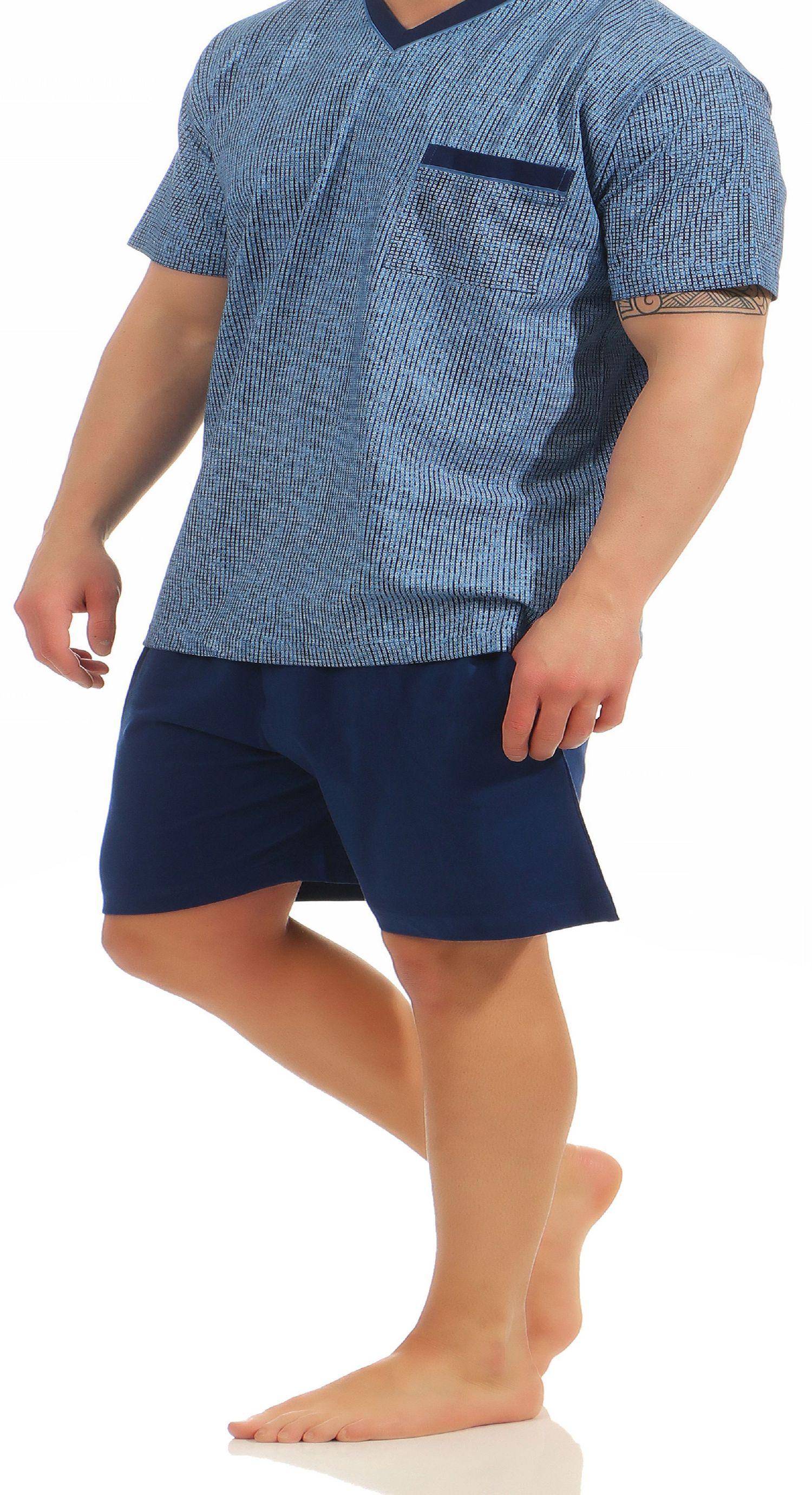 Herren Shorty Pyjama kurz von NORMANN in grau oder marine – 181 105 90 522