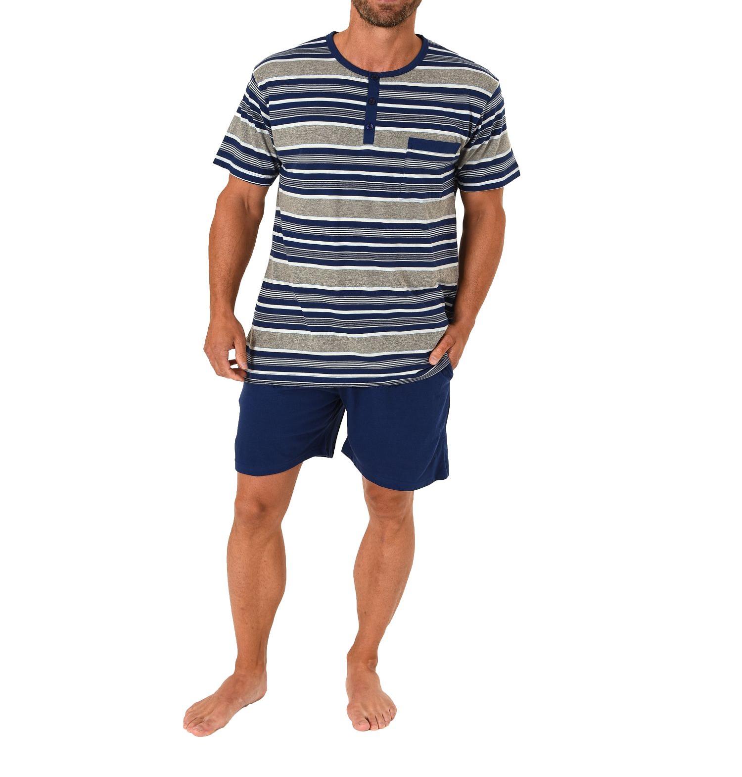 Eleganter Herren Shorty Pyjama kurzam von NORMANN – Streifenoptik - 105 90 532