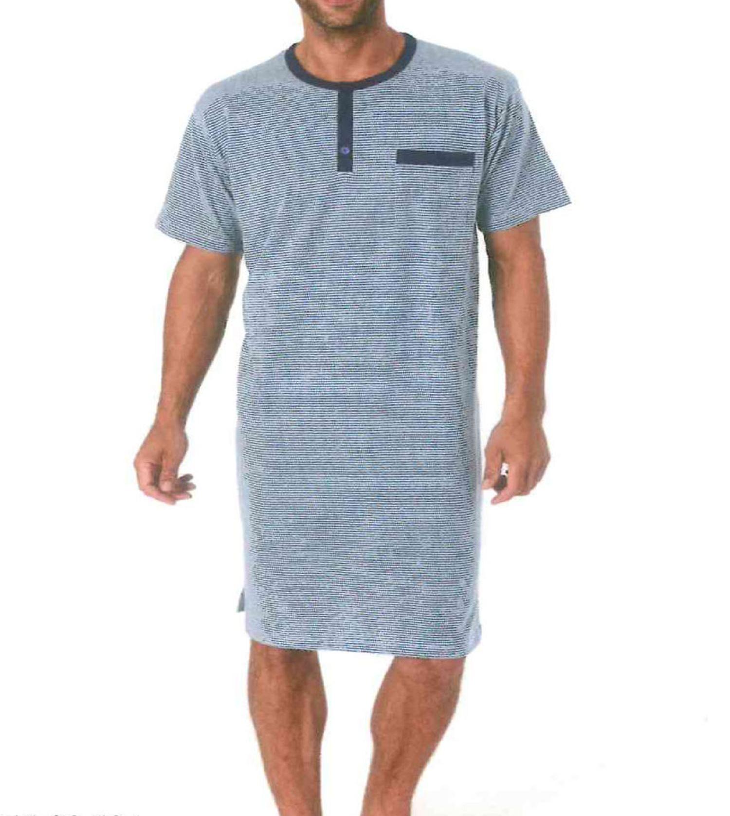 Elegantes Herren Nachthemd kurzarm von Normann Streifenoptik 181 111 90 504