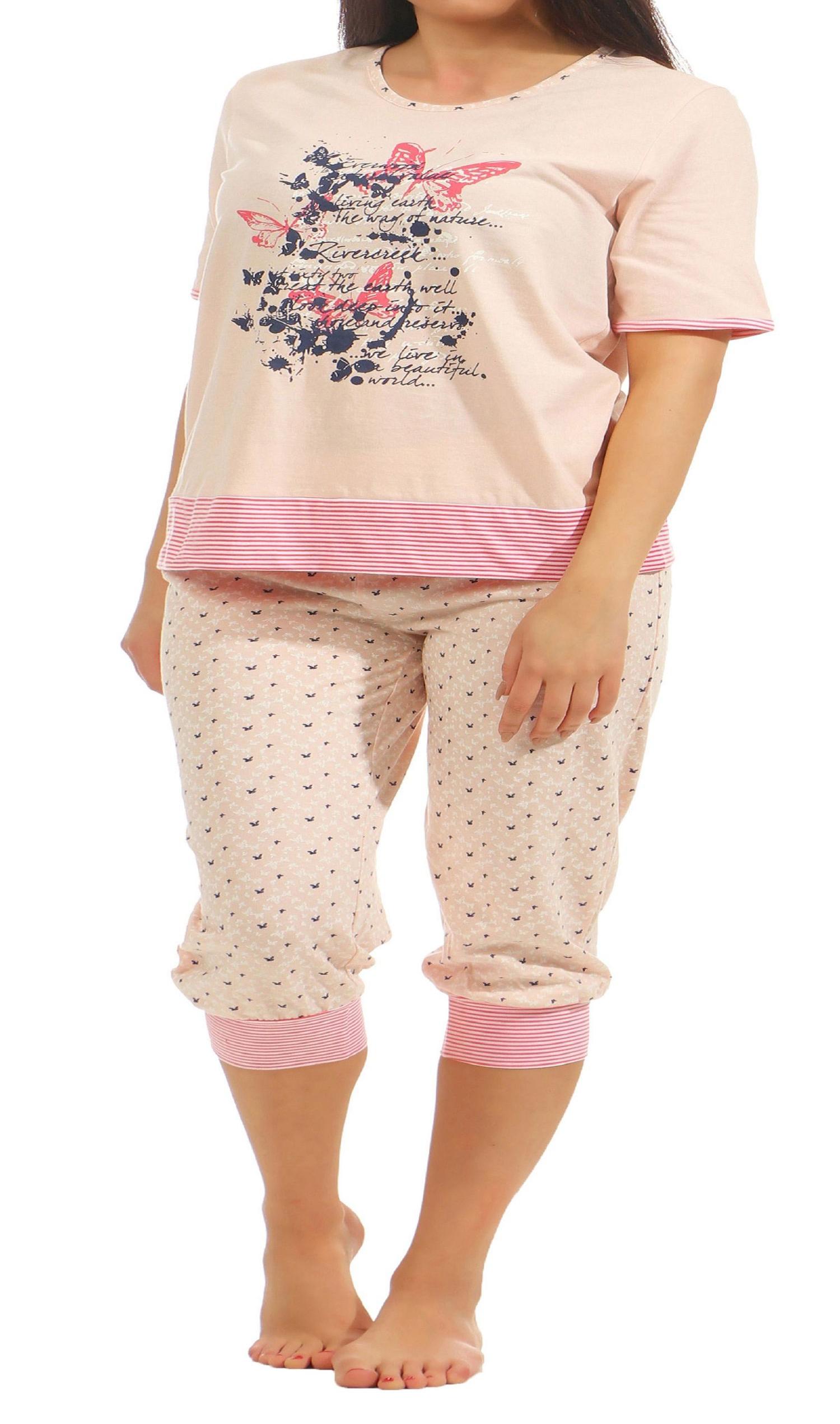 Normann Damen Capri Pyjama kurzarm mit ¾ langer Hose auch in Übergrössen 204 90 212