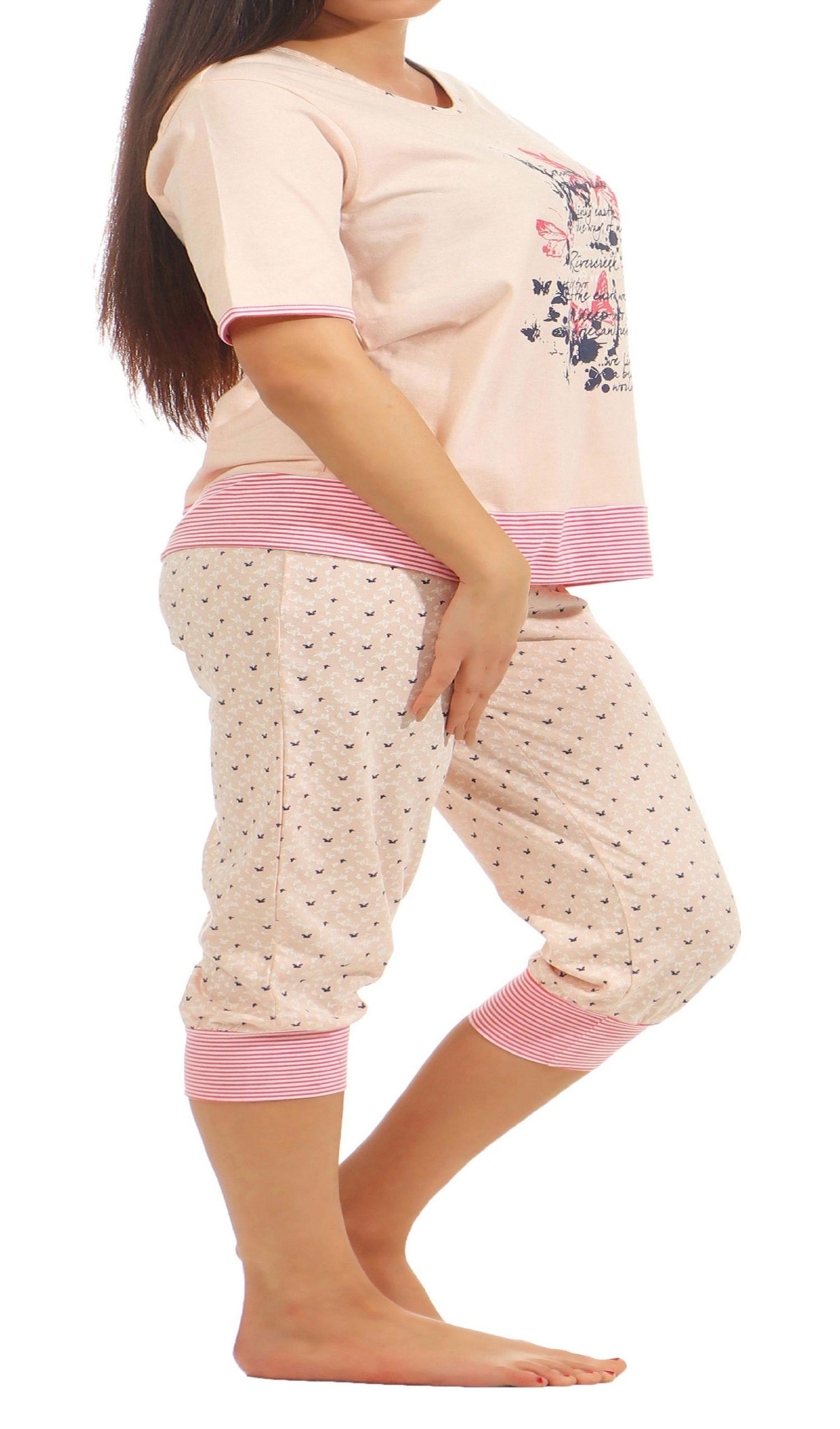 Normann Damen Capri Pyjama kurzarm mit ¾ langer Hose auch in Übergrössen 204 90 212