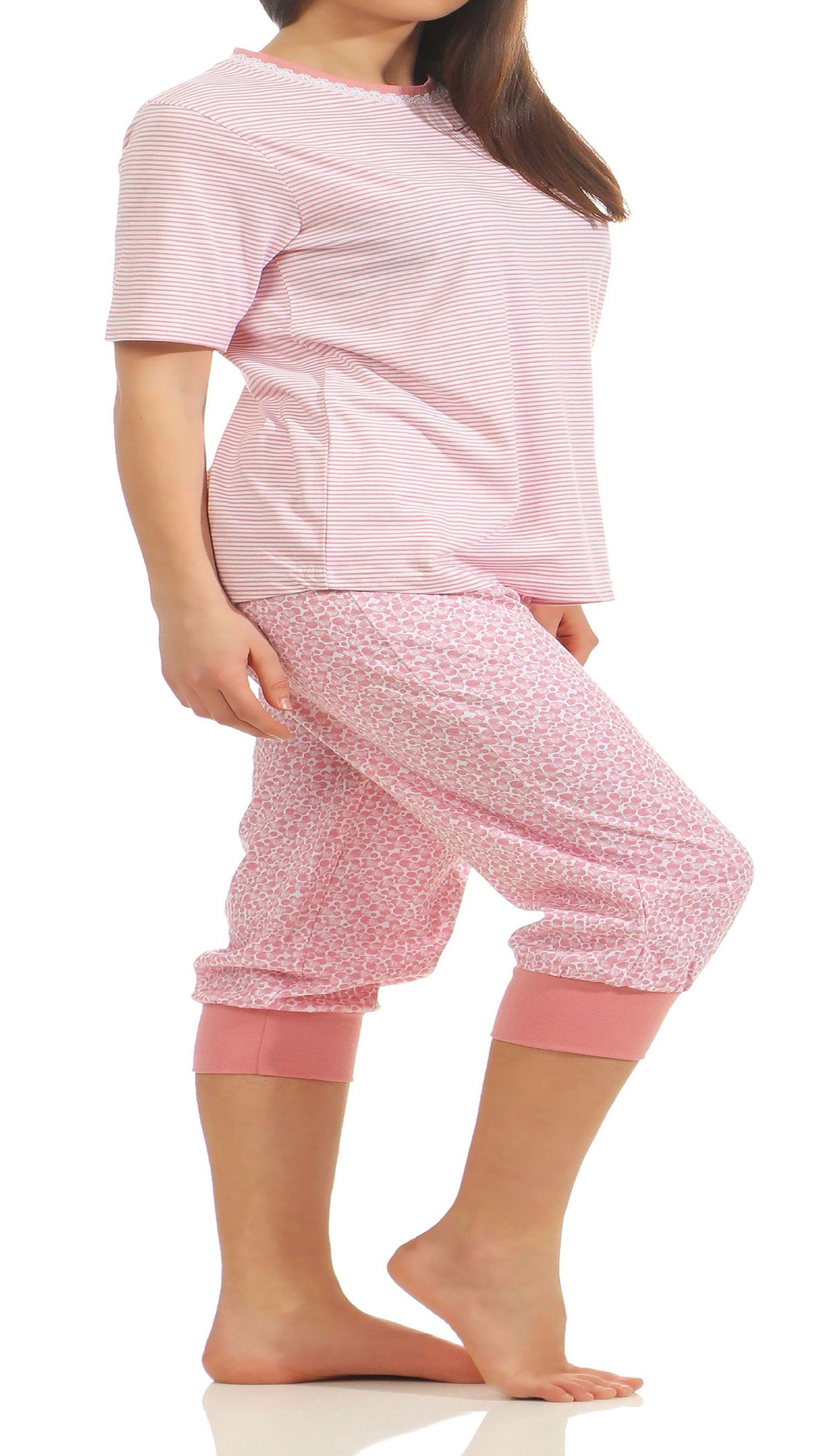 Normann Damen Capri Schlafanzug Pyjama kurzarm  auch in Übergrössen 204 90 838