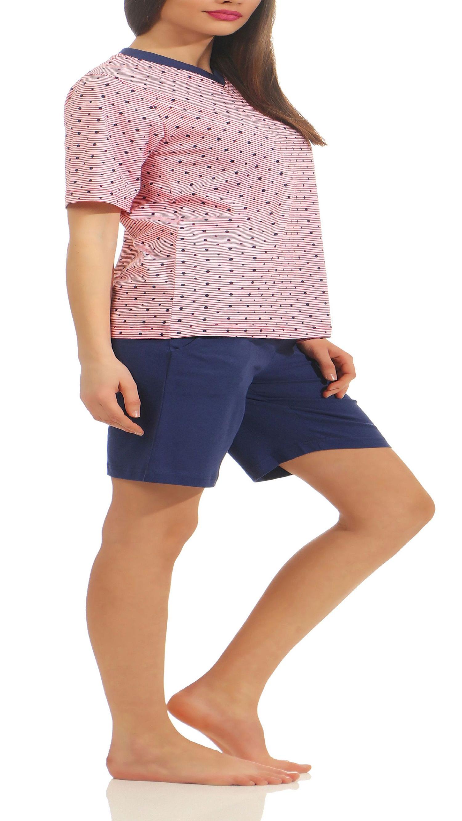 Normann Damen Pyjama Schlafanzug kurzarm mit Oberteil in Tupfen Optik 204 90 222 Normann Damen Pyjama Schlafanzug kurzarm mit Oberteil in Tupfen Optik 205 90 222