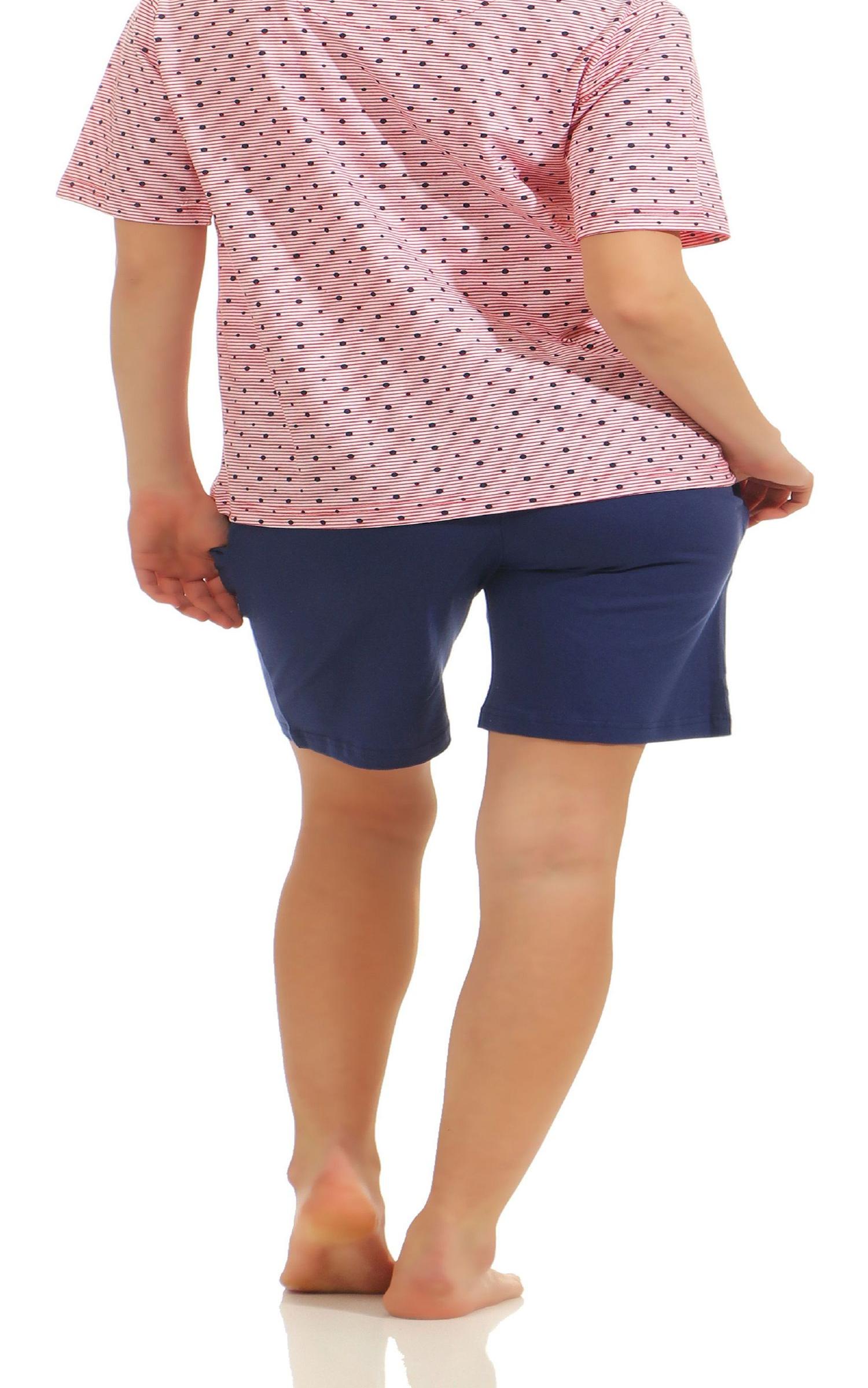 Normann Damen Pyjama Schlafanzug kurzarm mit Oberteil in Tupfen Optik  205 90 222