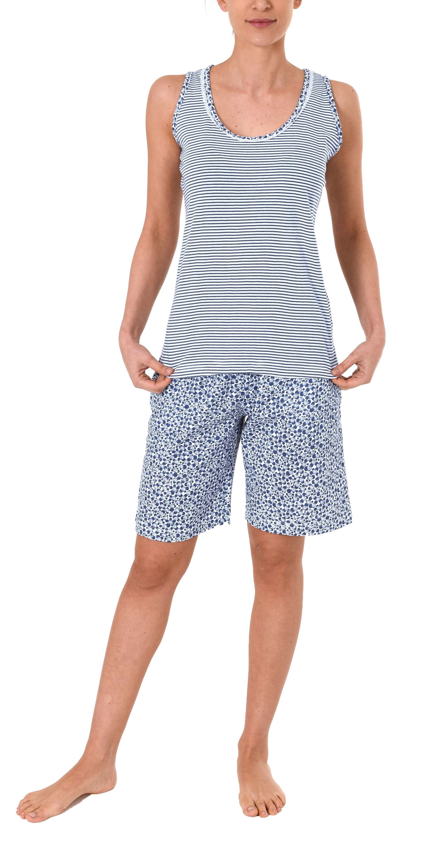 Normann Damen Schlafanzug Shorty Pyjama mit Tanktop auch in Übergrössen 205 90 837