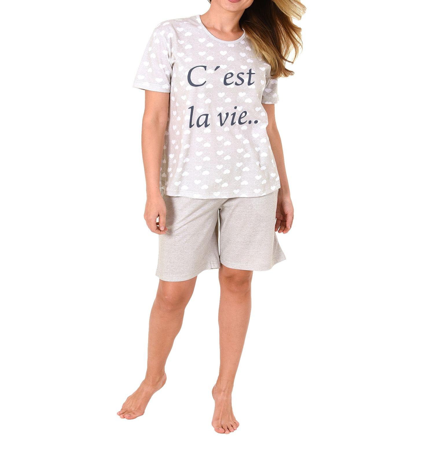 Normann Damen Shorty Schlafanzug Pyjama kurzarm mit Herz Motiv 181 205 90 879