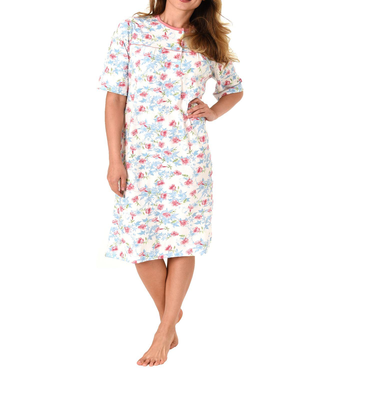 Normann Damen Nachthemd kurzarm klassisches Blumenmuster 181 211 90 302