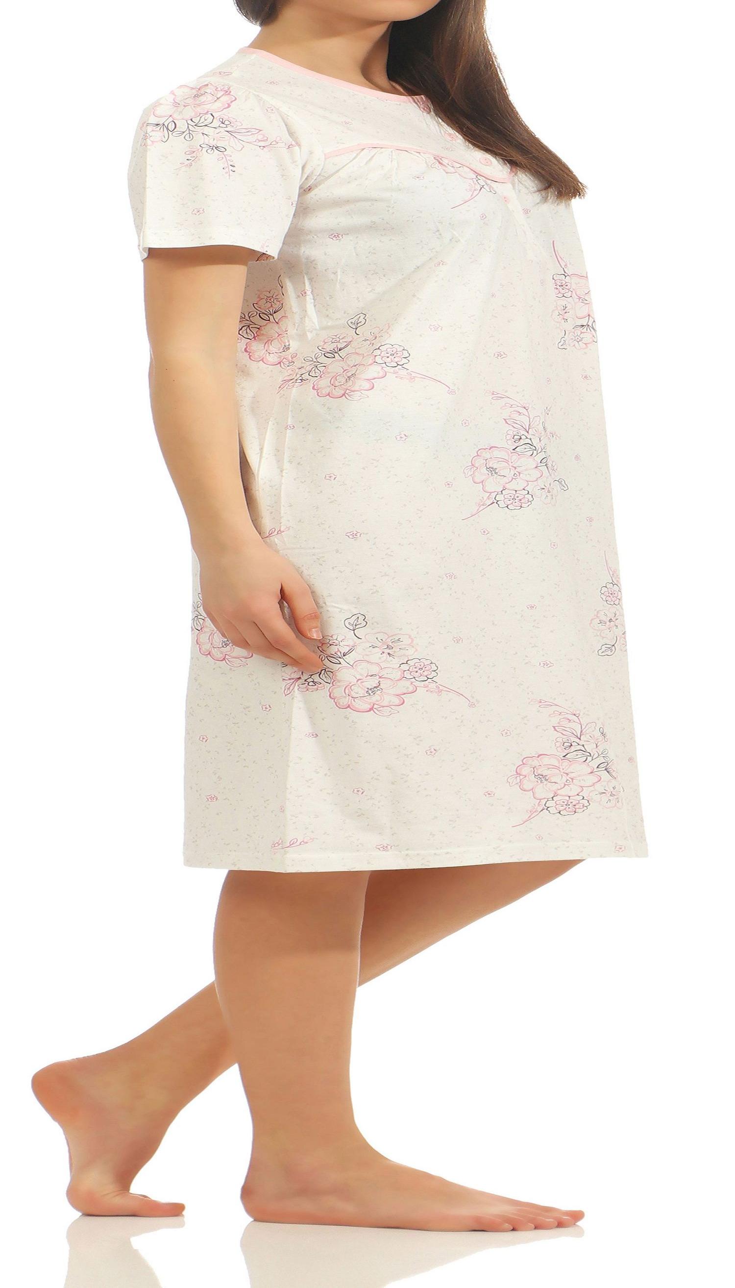 Normann Damen Nachthemd kurzarm klassisch mit Knopfleiste am Hals 211 90 304