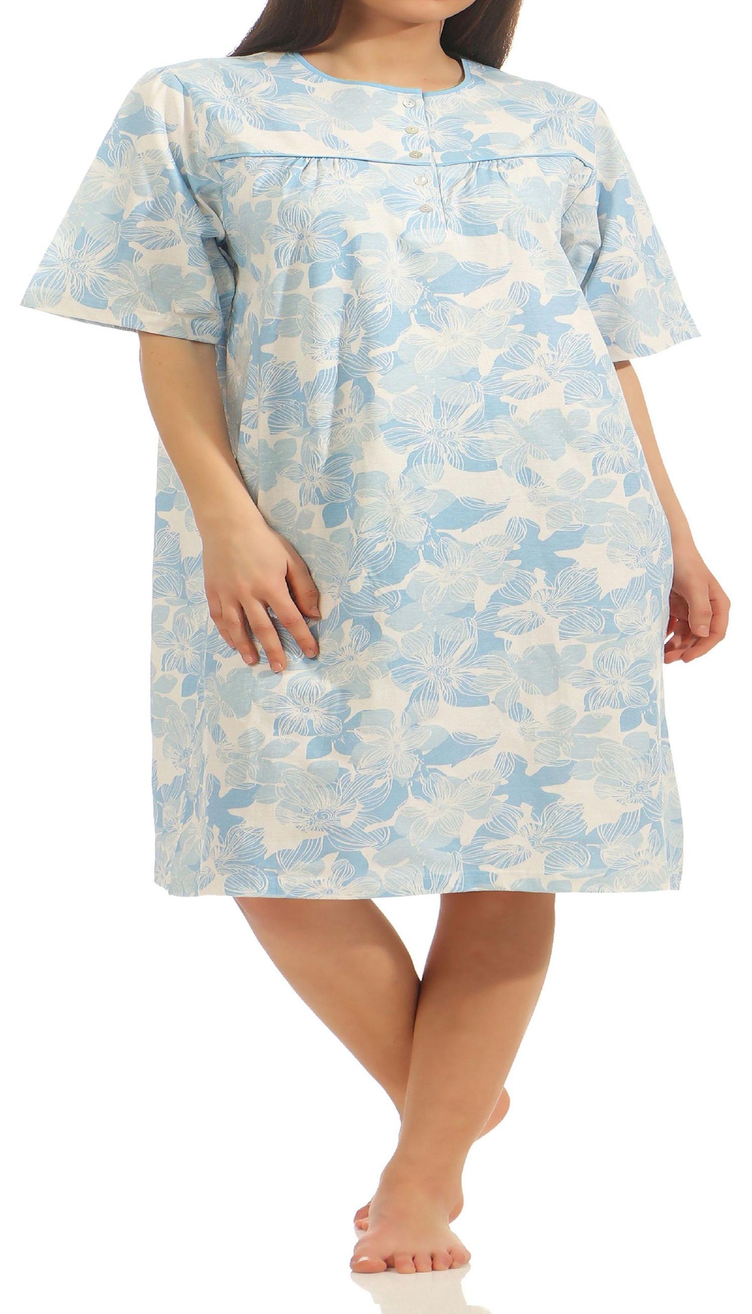 Normann Damen Nachthemd kurzarm klassisch mit Knopfleiste am Hals 211 90 306