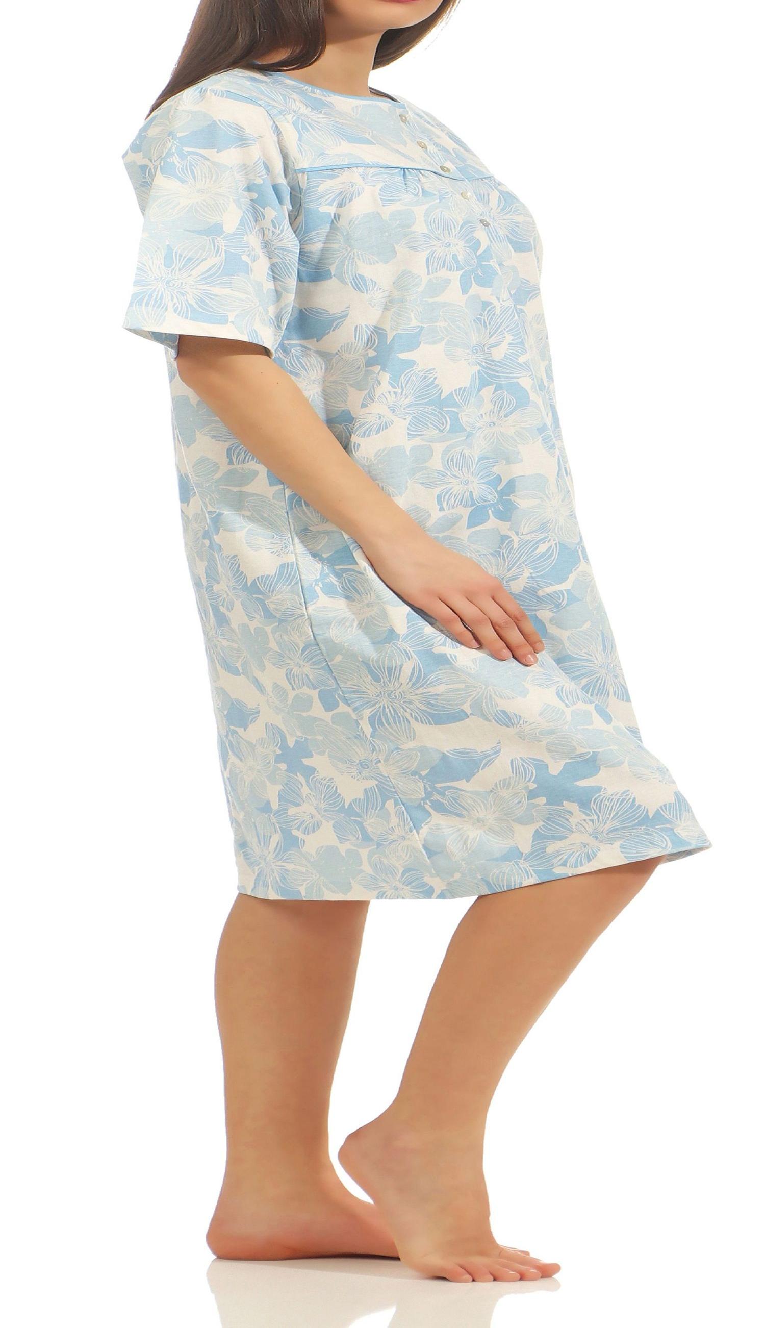 Normann Damen Nachthemd kurzarm klassisch mit Knopfleiste am Hals 211 90 306