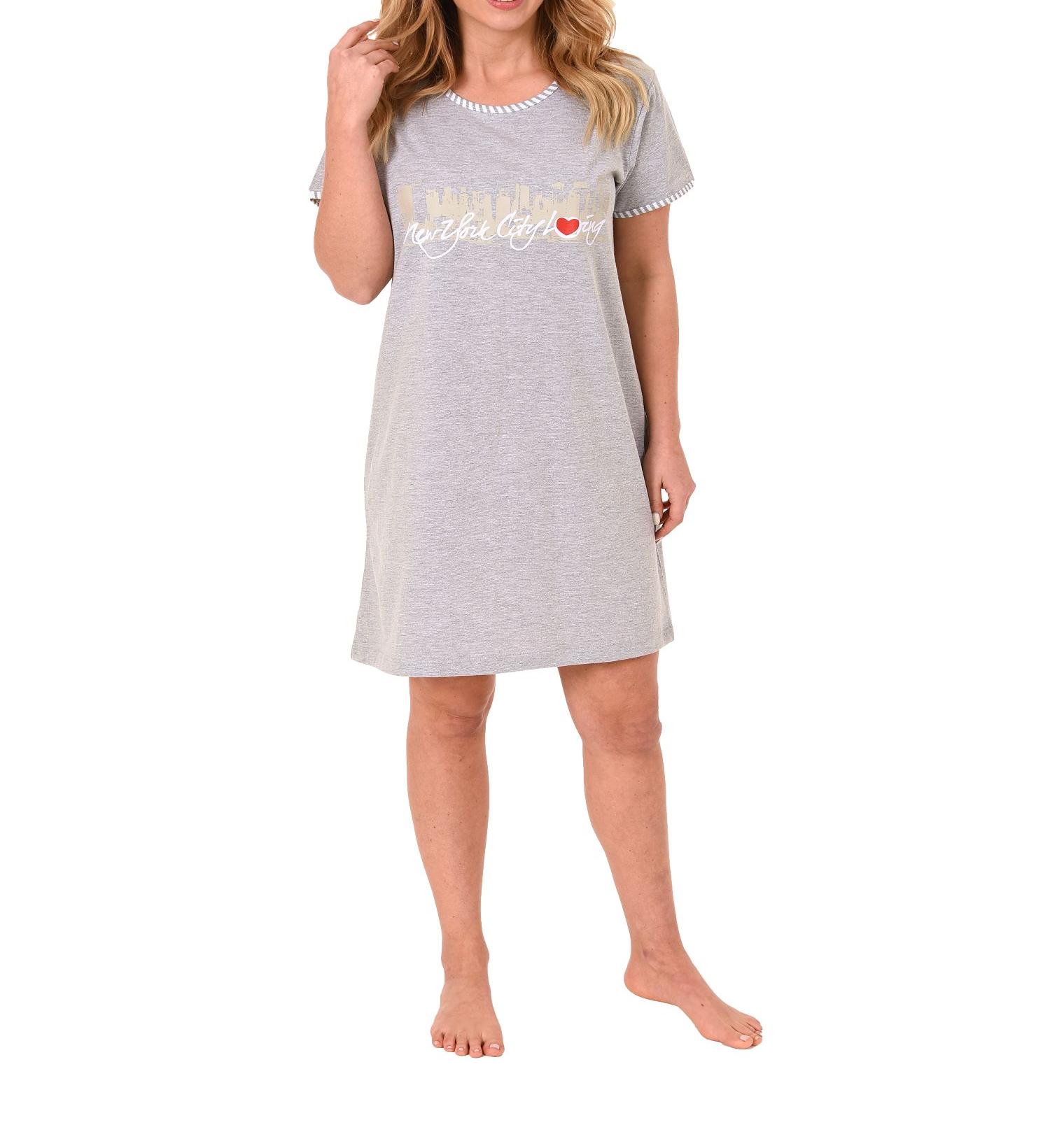Normann Damen Nachthemd kurzarm Bigshirt mit urbanen Motivprint 213 90 002