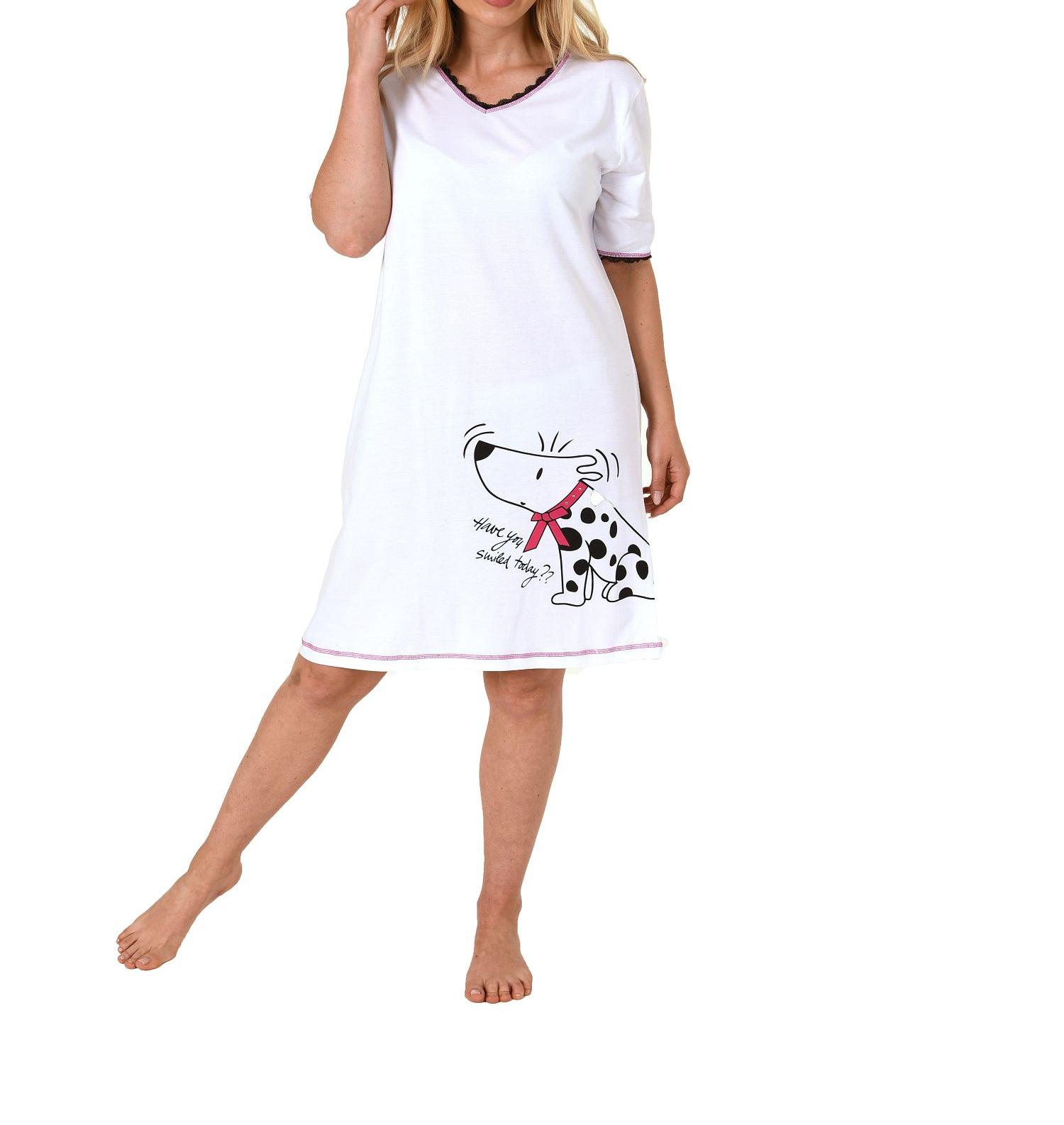 Normann Damen Nachthemd kurzarm Bigshirt mit Hundemotiv, auch in Übergrössen 213 90 001 Normann Damen Nachthemd kurzarm Bigshirt mit Hundemotiv, auch in Übergrössen 213 90 001