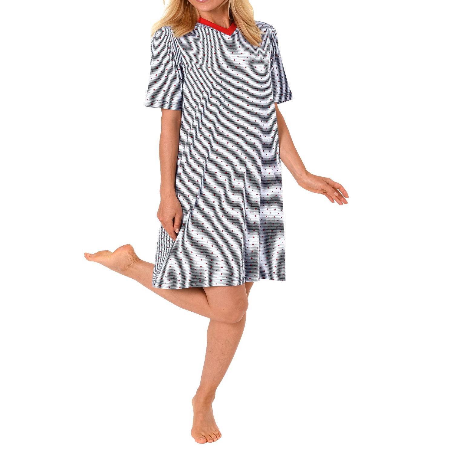Normann Damen Nachthemd kurzarm im Tupfen Design 181 214 90 222