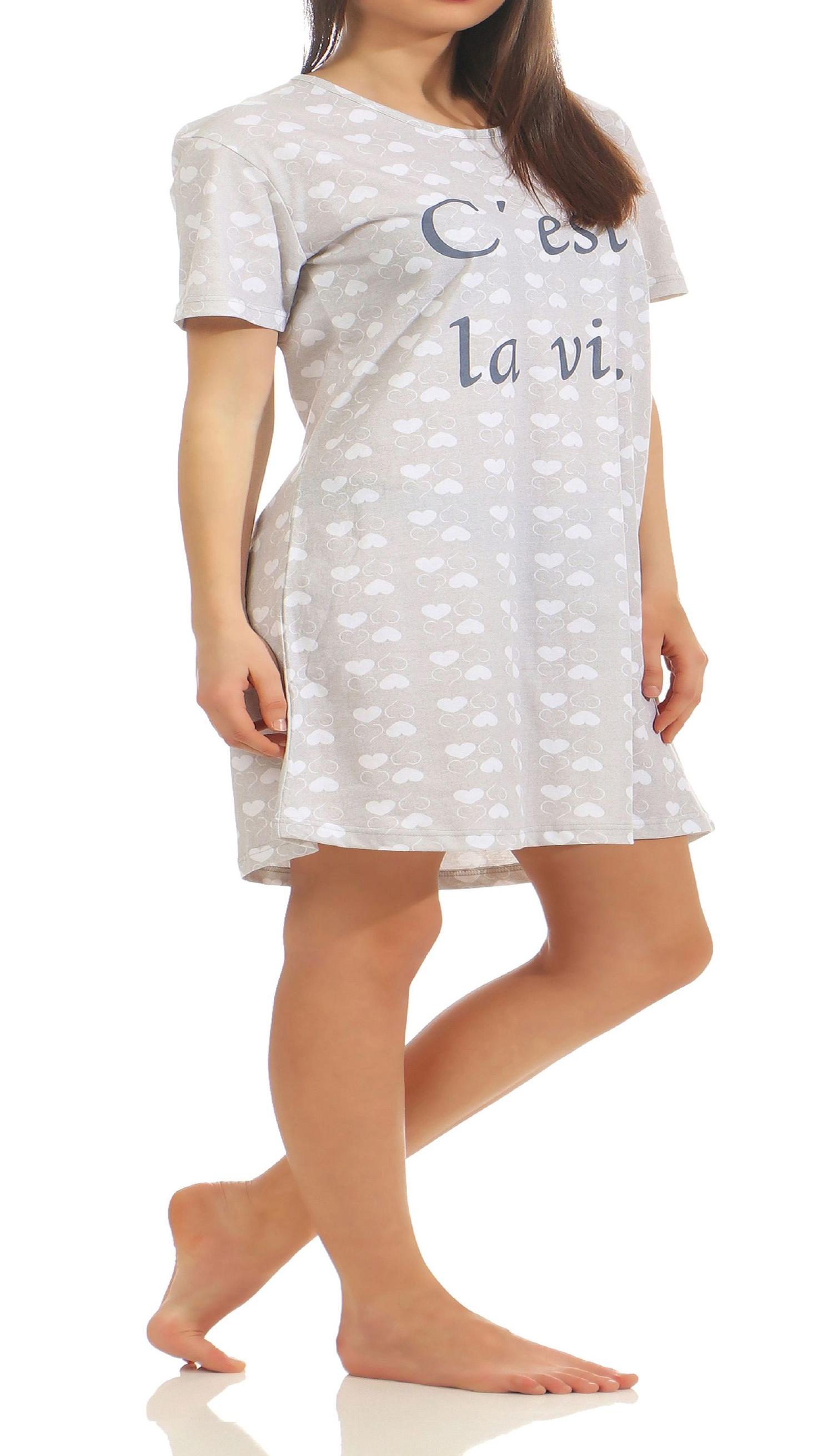 Normann Damen Nachthemd Bigshirt kurzarm mit Herz alloverdruck 181 214 90 879
