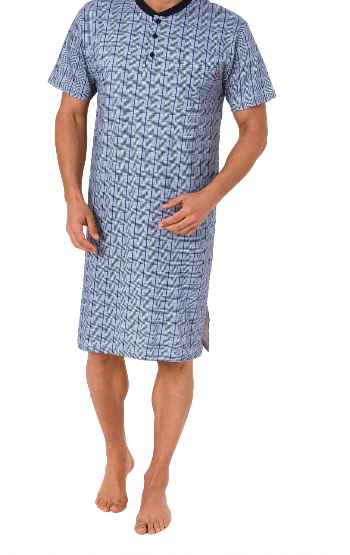 Herren Nachthemd kurzarm mit Knopfleiste am Hals – 60588