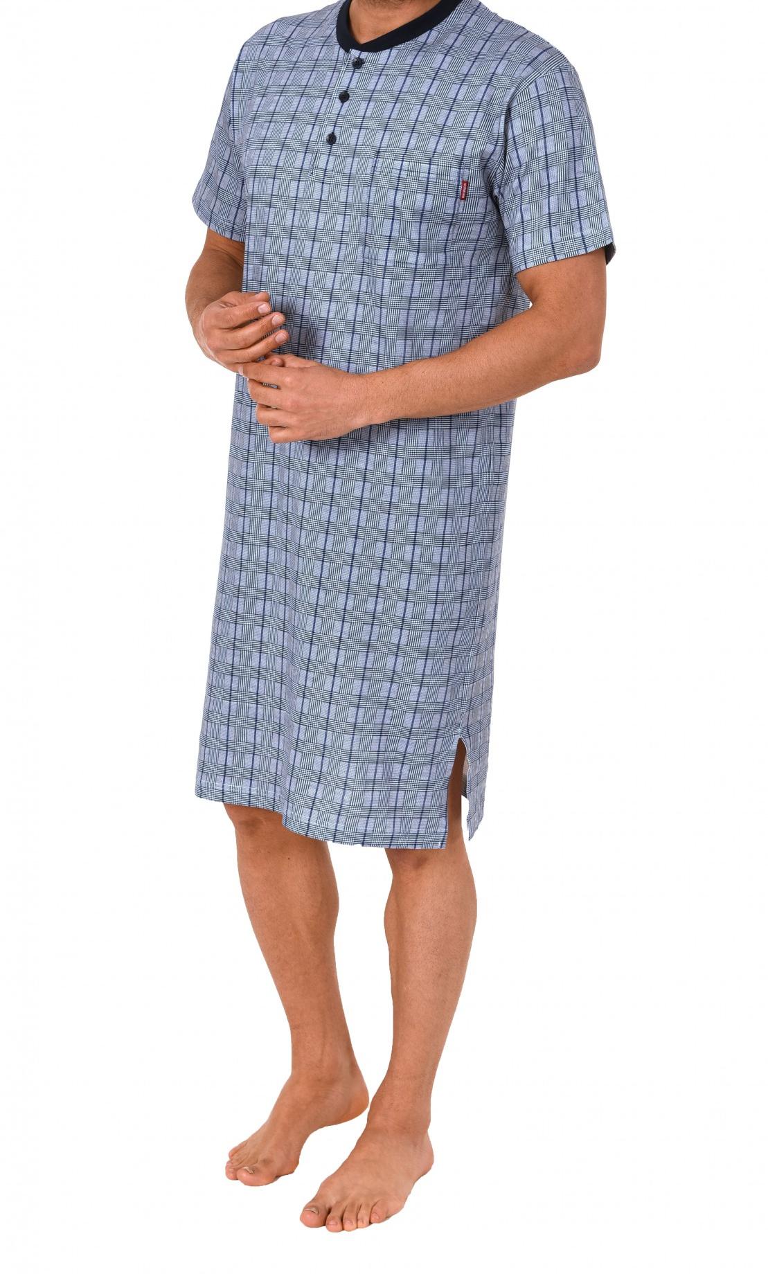 Herren Nachthemd kurzarm mit Knopfleiste am Hals – 60588