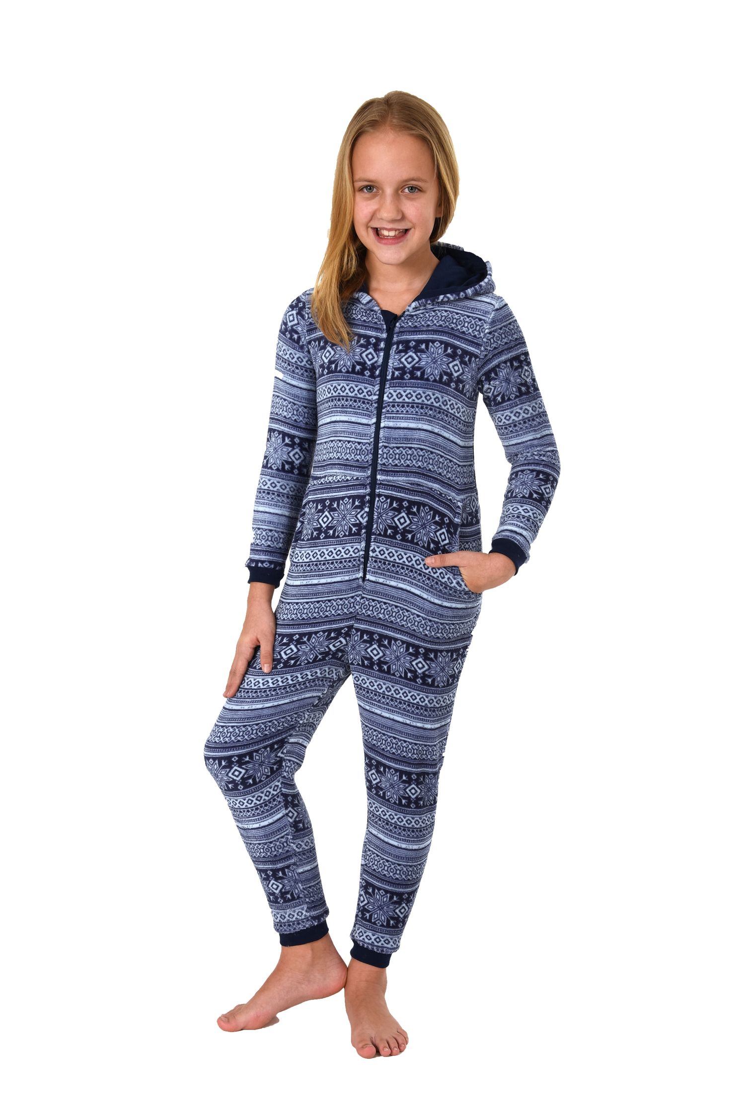 Mädchen Jumpsuit Overall Schlafanzug langarm – Norwegermotiv – 271 467 97 001