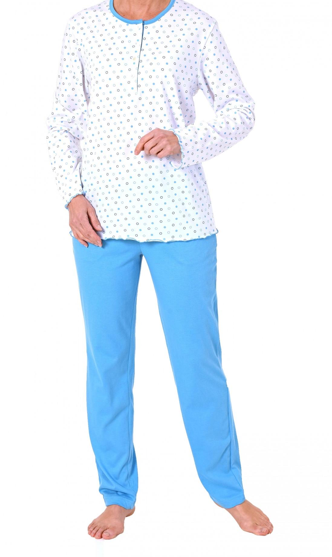 Edler Damen Pyjama langarm mit tollen Tupfen Punkte Druck – 60724