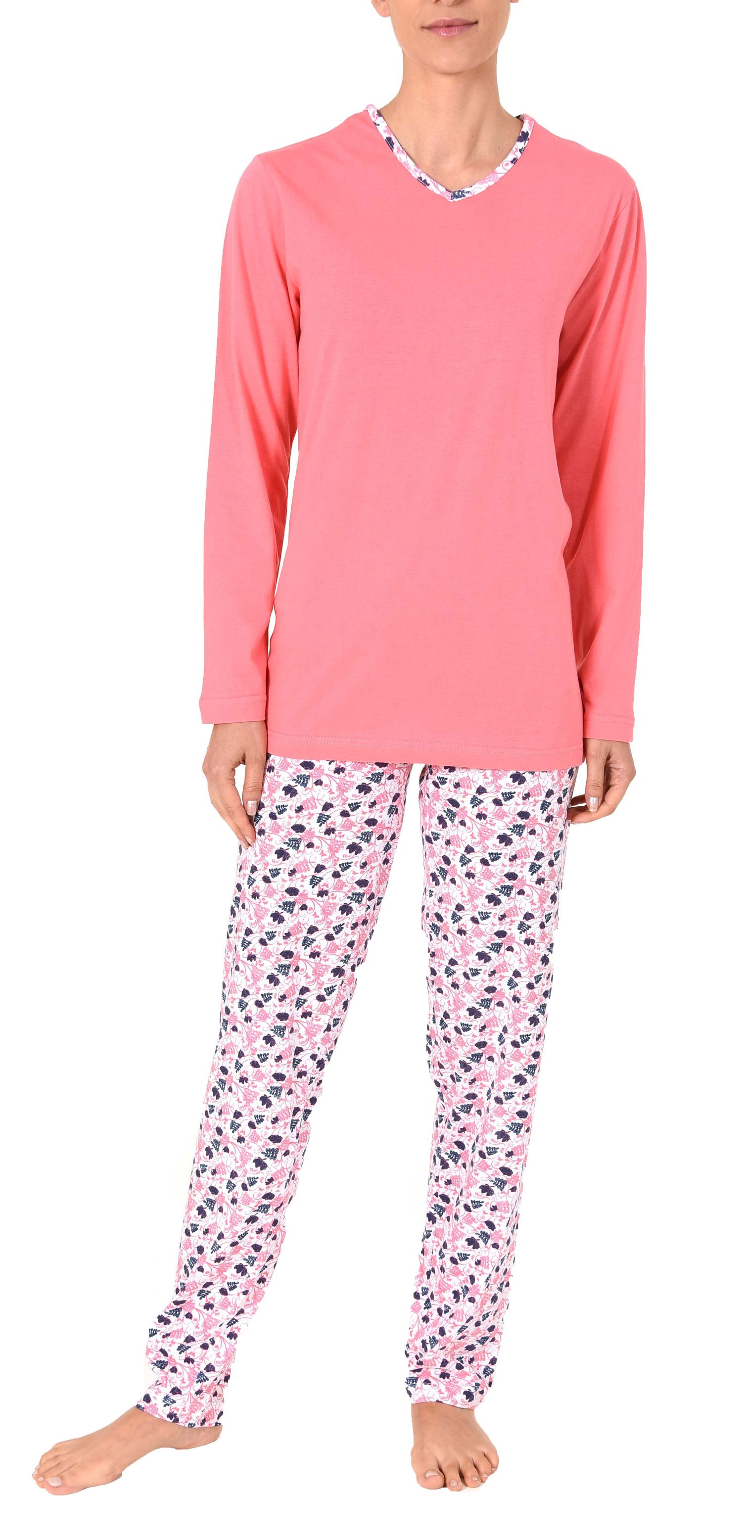 Eleganter Damen Pyjama langarm Schlafanzug – 60858