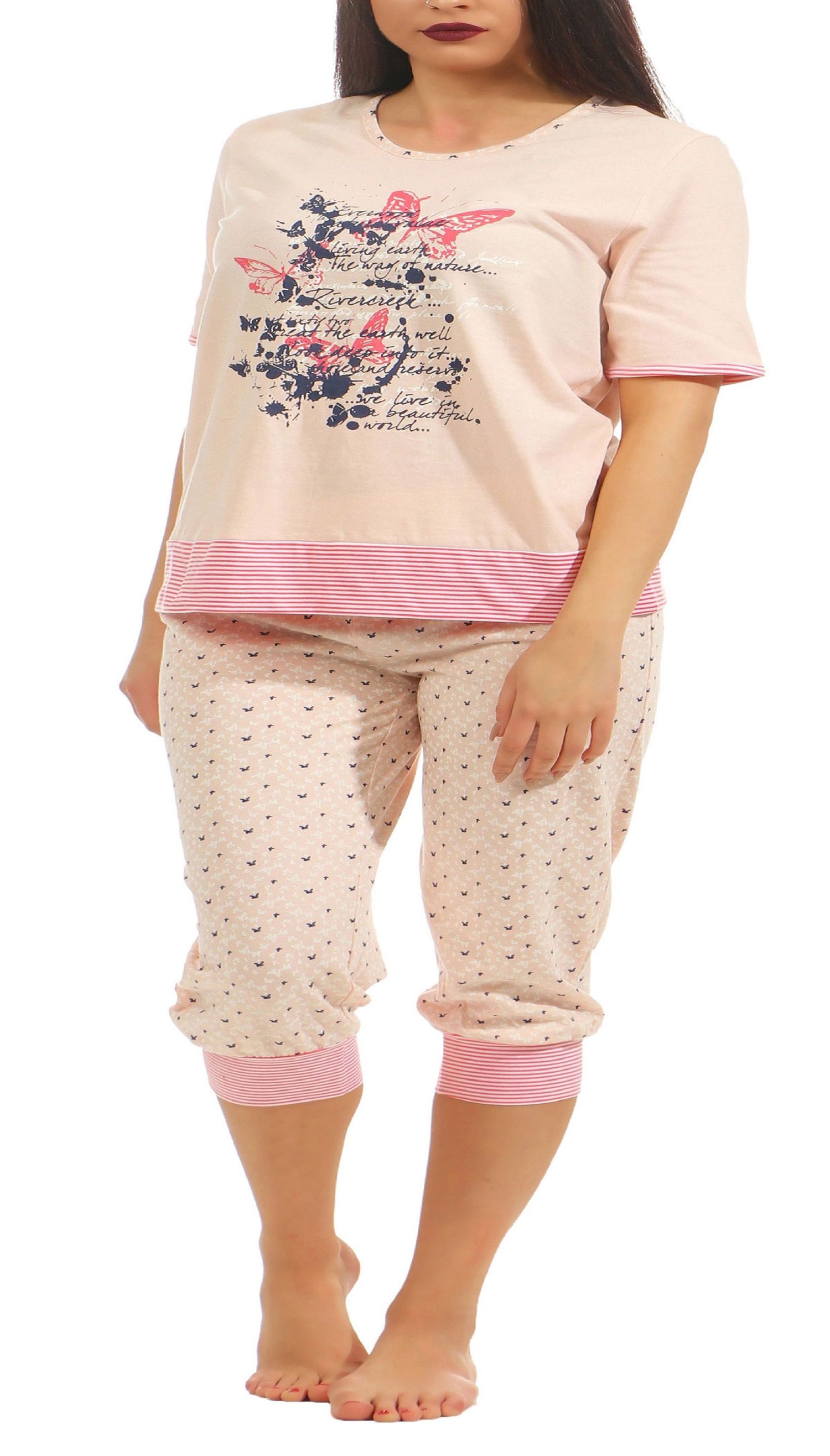 Süsser Mädchen Pyjama Shorty Schlafanzug kurz mit Schmetterling als Motiv 181 705 90 212