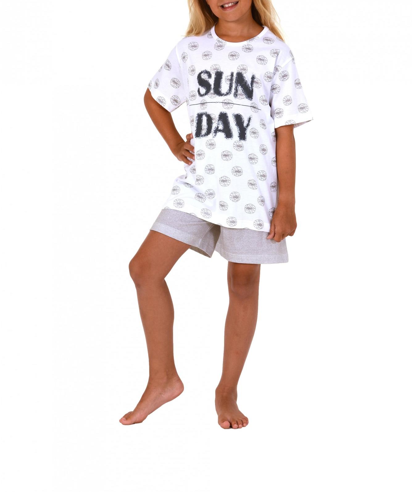 Mädchen Kinder Shorty Pyjama kurzarm Schlafanzug mit kurzer Hose  im Tupfen Look 60752