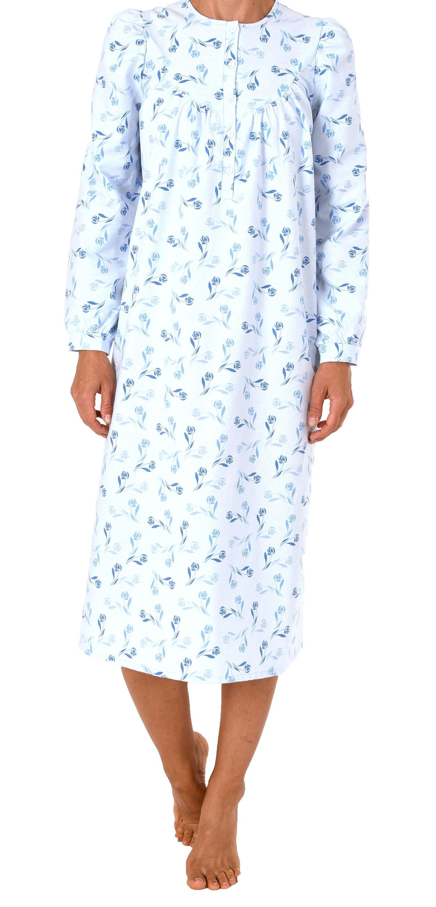 Damen Finette Nachthemd fraulich mit Knopfleiste am Hals – auch in Übergrössen – 61885