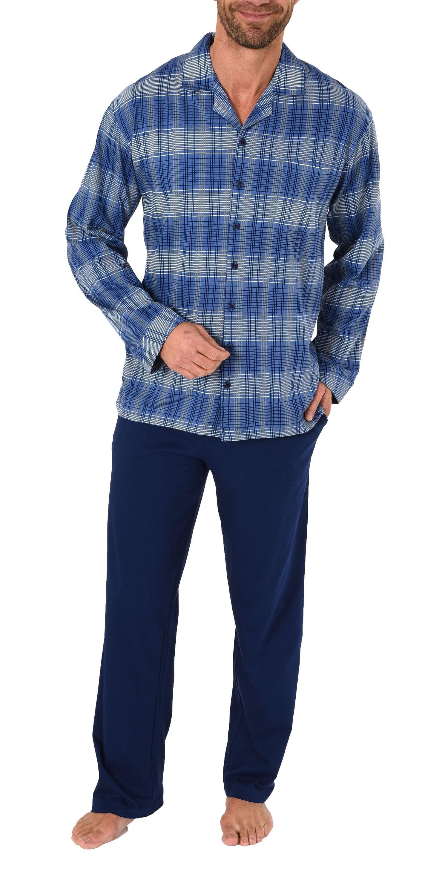 Herren Pyjama lang durchgeknöpft in Karo Optik, Single Jersey – auch in Übergrössen Herren Pyjama lang durchgeknöpft in Karo Optik, Single Jersey – auch in Übergrössen 281 101 90 481