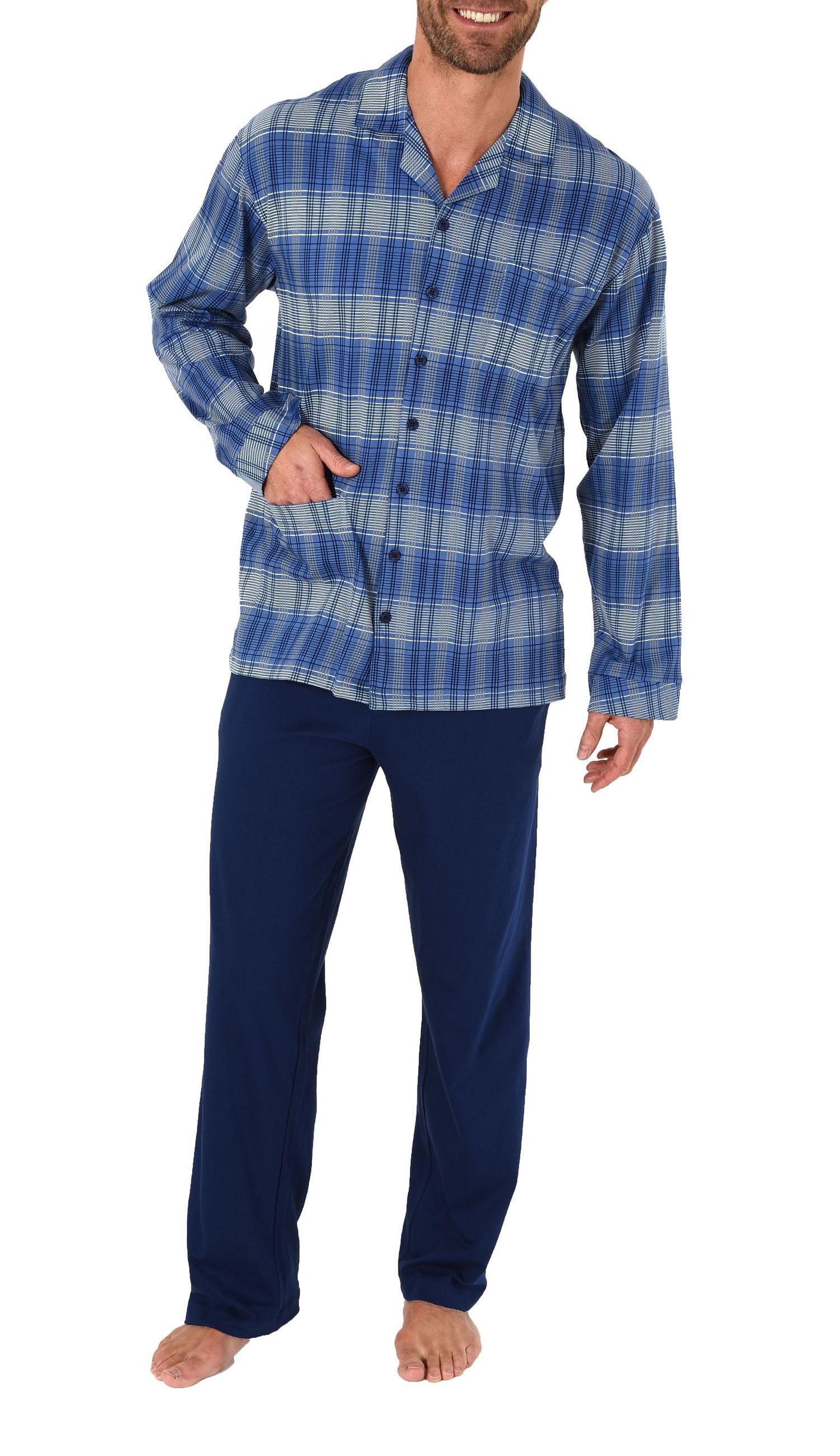 Herren Pyjama lang durchgeknöpft in Karo Optik, Single Jersey – auch in Übergrössen 281 101 90 481