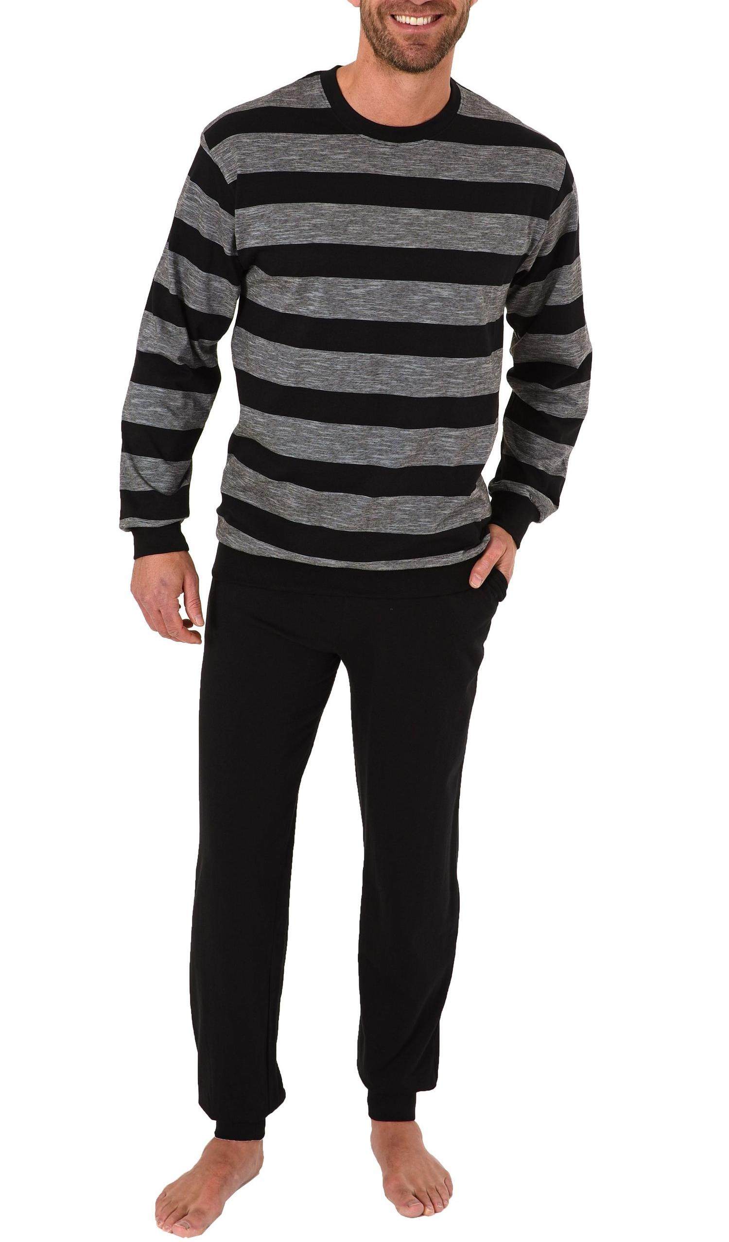 Eleganter Herren Pyjama Schlafanzug lang mit Bündchen in Streifenoptik – 281 101 90 486 Eleganter Herren Pyjama Schlafanzug lang mit Bündchen in Streifenoptik – 281 101 90 486