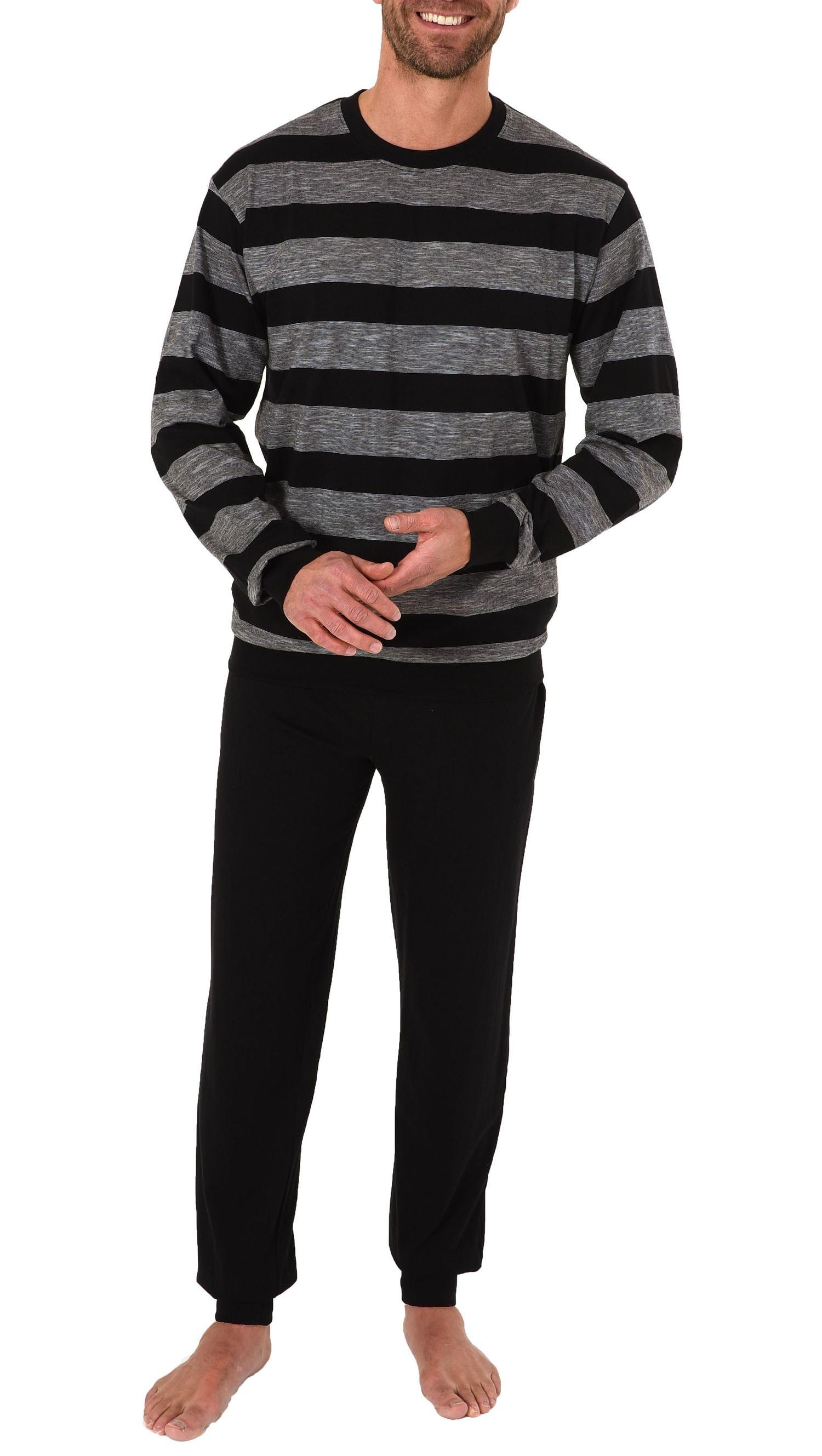 Eleganter Herren Pyjama Schlafanzug lang mit Bündchen in Streifenoptik – 281 101 90 486 Eleganter Herren Pyjama Schlafanzug lang mit Bündchen in Streifenoptik – 281 101 90 486