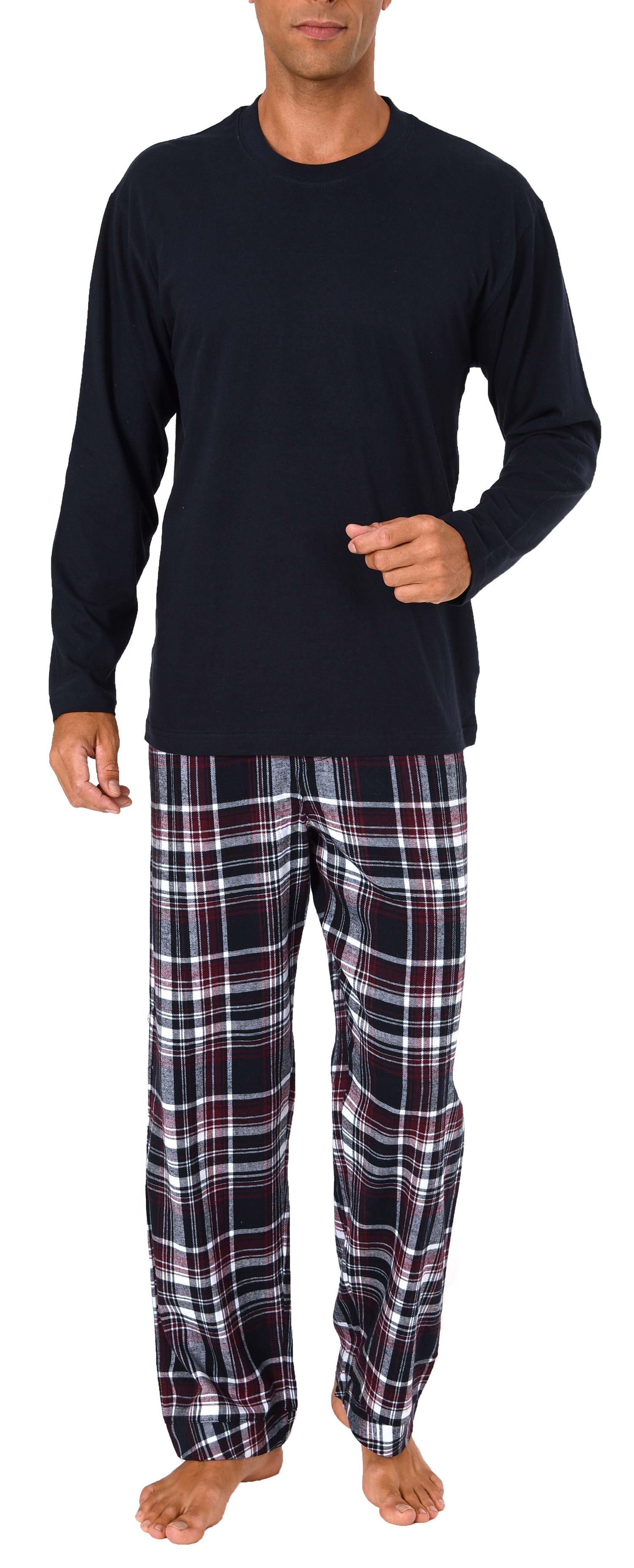 Herren Schlafanzug Aus Flanell - 2-teiliges Winter Pyjama Set Mit Plüsch-Futter