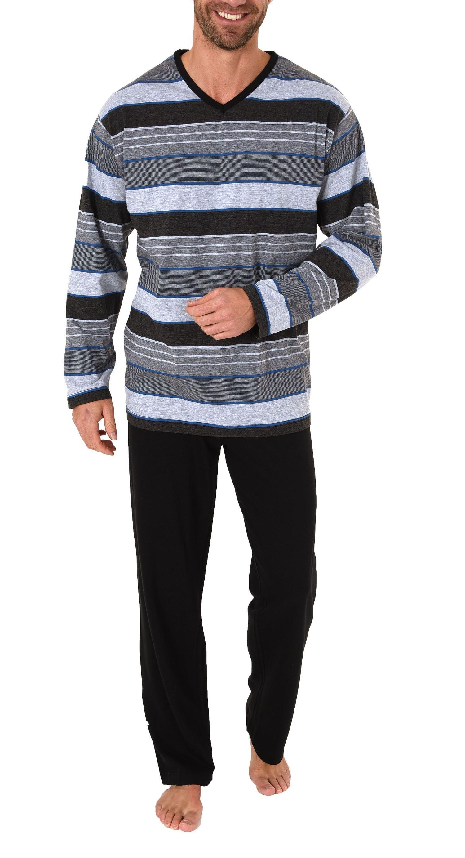 NORMANN Herren Pyjama Schlafanzug langarm in edler Streifenoptik - 281 101 90 720 NORMANN Herren Pyjama Schlafanzug langarm in edler Streifenoptik - 281 101 90 720