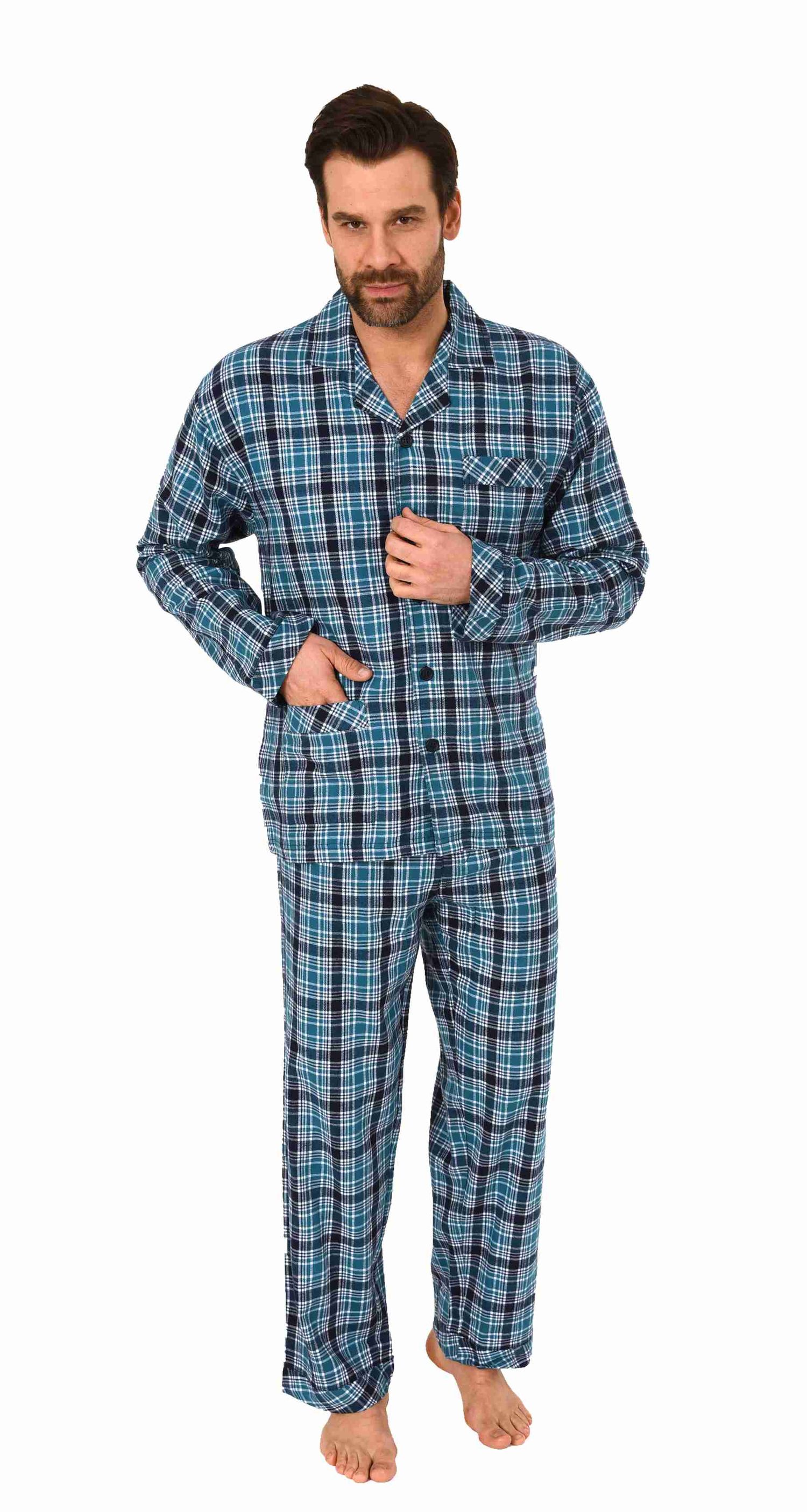 Herren Flanell Pyjama Schlafanzug zum durchknöpfen - auch in Übergrössen 281 101 95 649