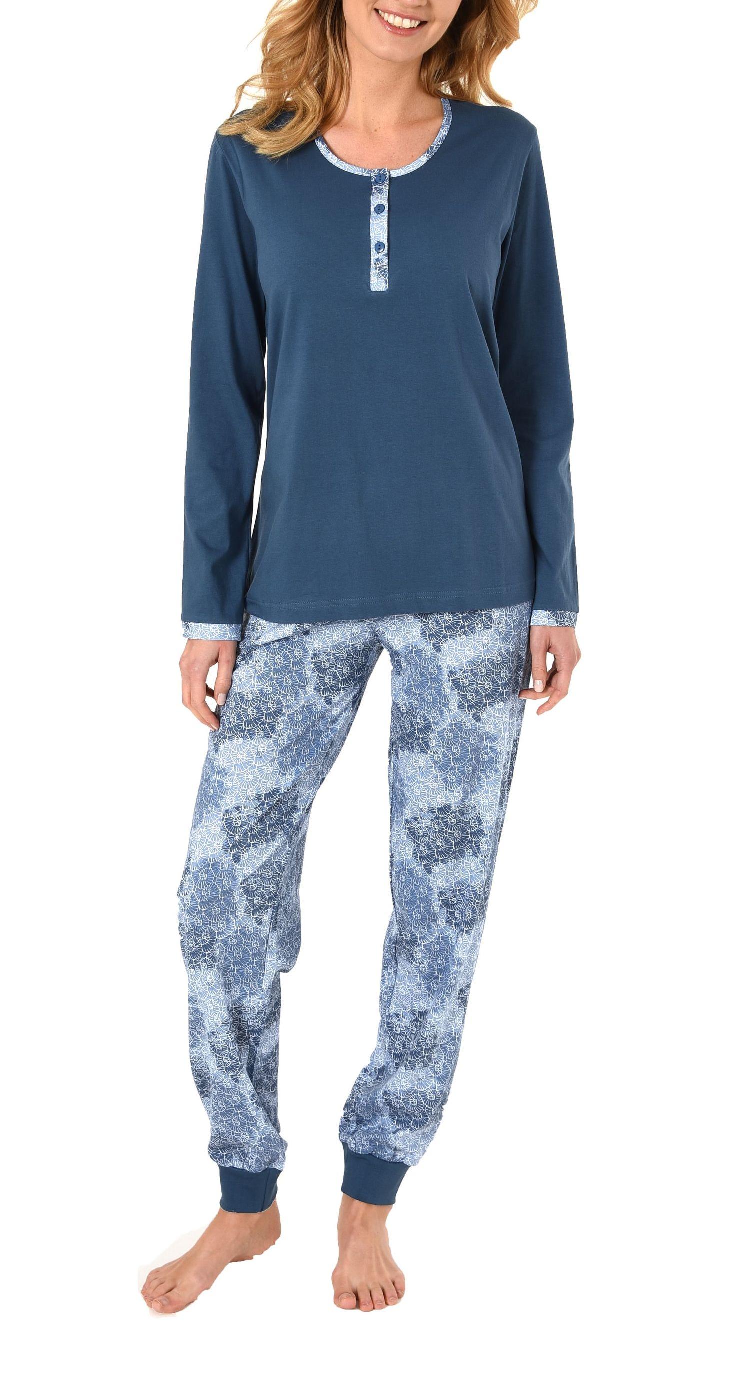 Wunderschöner Damen Pyjama langarm - Hose mit Bündchen - 281 201 90 148