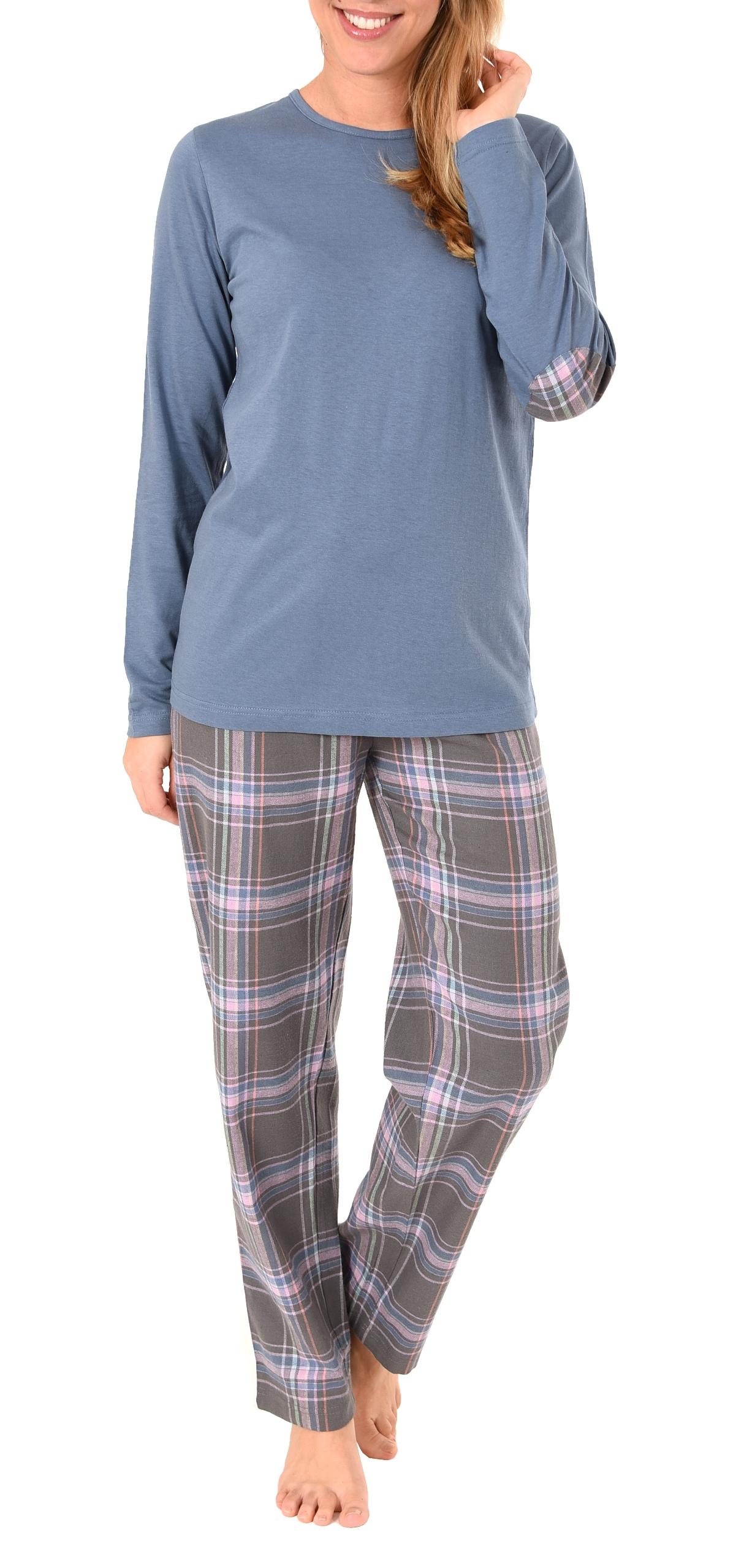 Damen Flanell Pyjama Mix & Match Hose Flanell Top Single Jersey - auch in Übergrössen 281 201 90 244