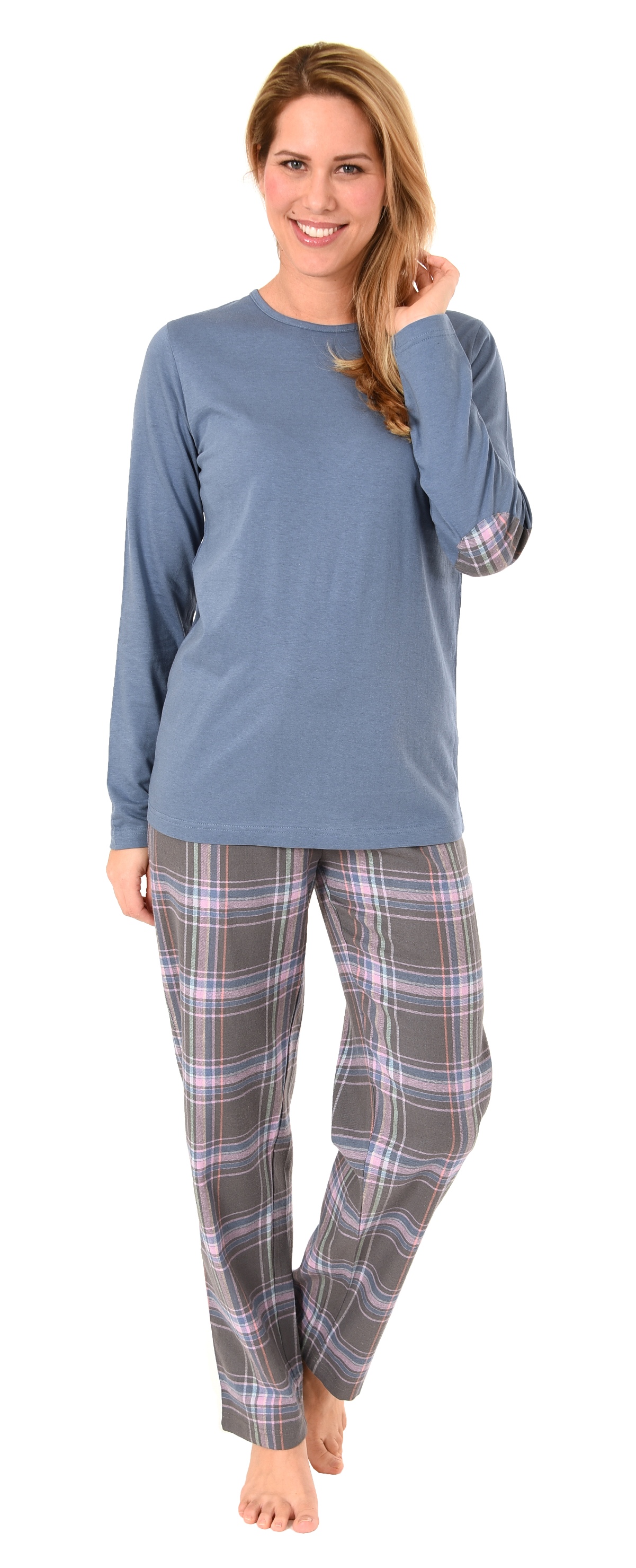 Damen Flanell Pyjama Mix & Match Hose Flanell Top Single Jersey - auch in Übergrössen 281 201 90 244