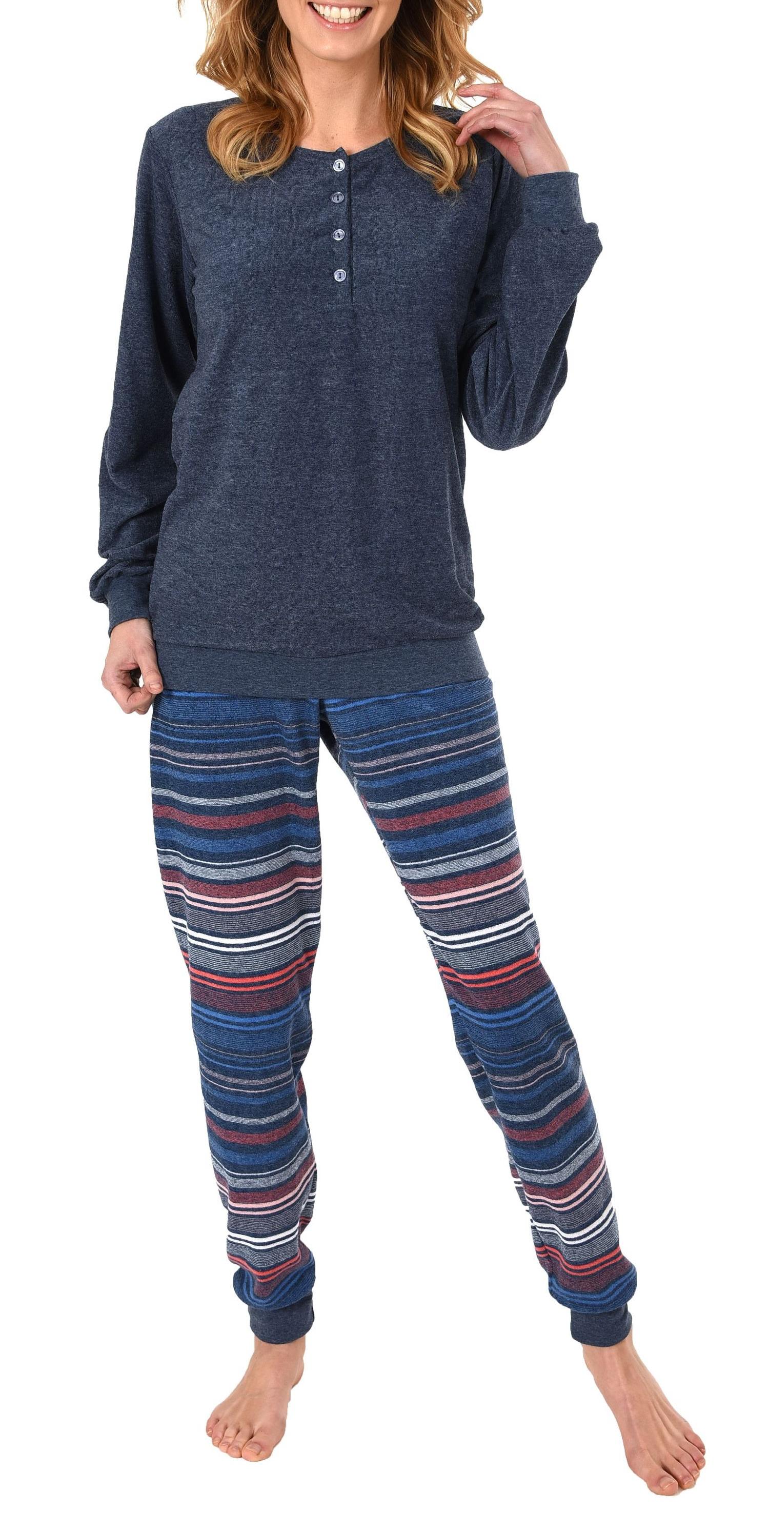 Damen Frottee Pyjama mit Bündchen & Knopfleiste am Hals, auch in Übergrößen bis 60/62! - 281 201 93 236 Damen Frottee Pyjama mit Bündchen & Knopfleiste am Hals, auch in Übergrößen bis 60/62! - 281 201 93 236