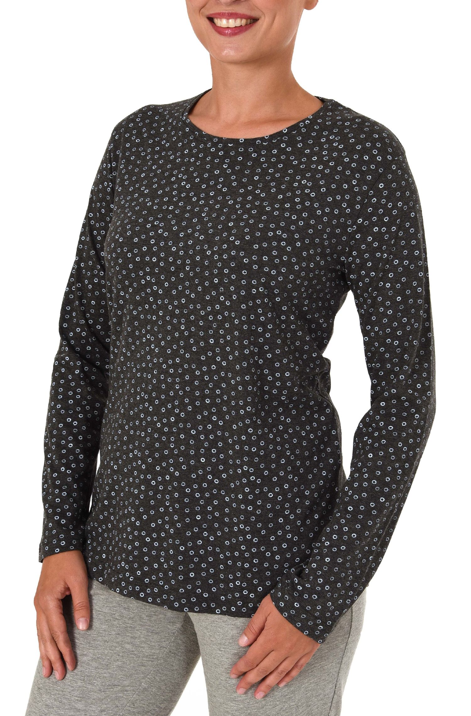 Damen Shirt  Oberteil langarm Mix & Match Tupfen  Punkte Design  281 219 90 904