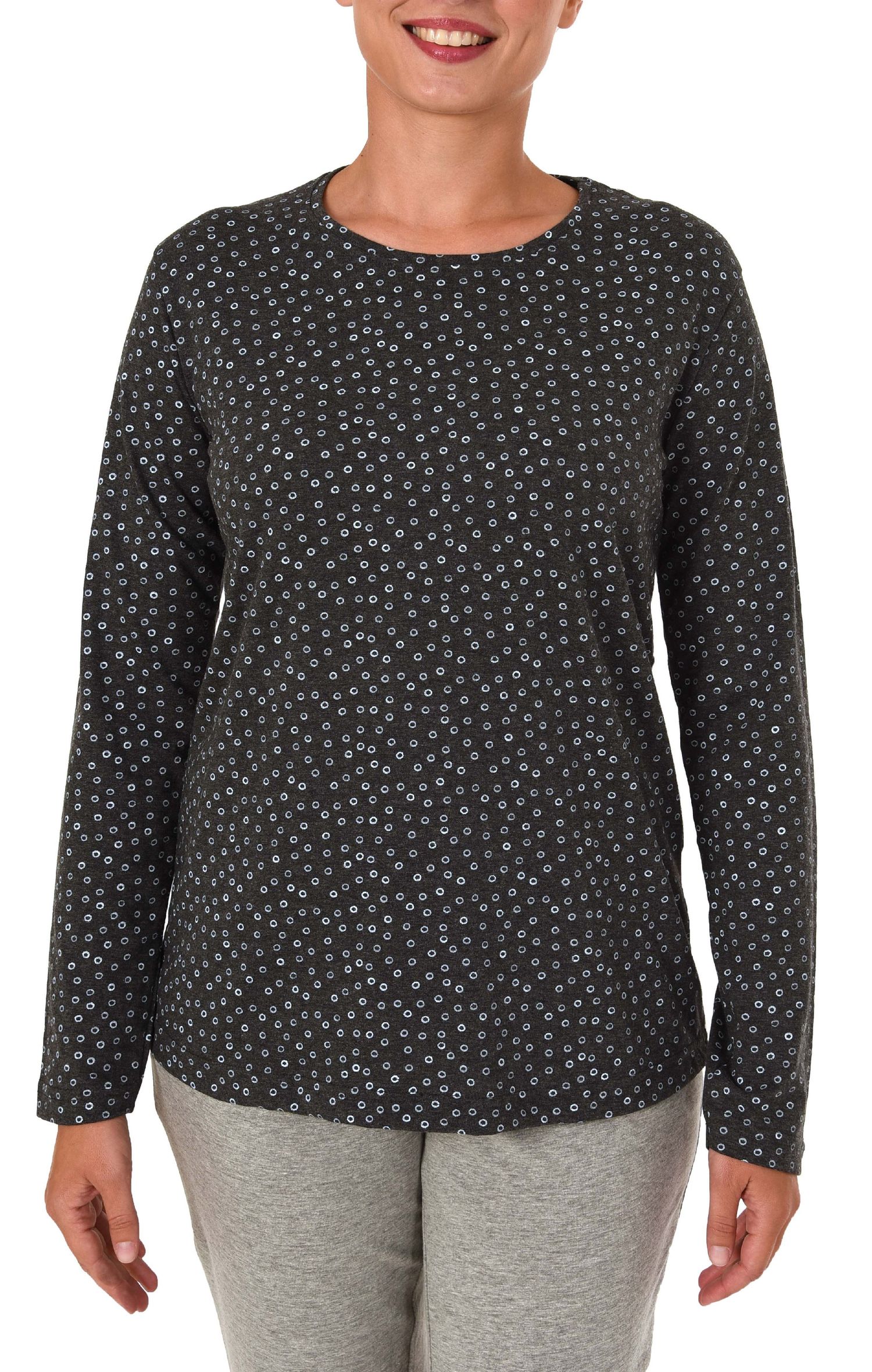 Damen Shirt  Oberteil langarm Mix & Match Tupfen  Punkte Design  281 219 90 904