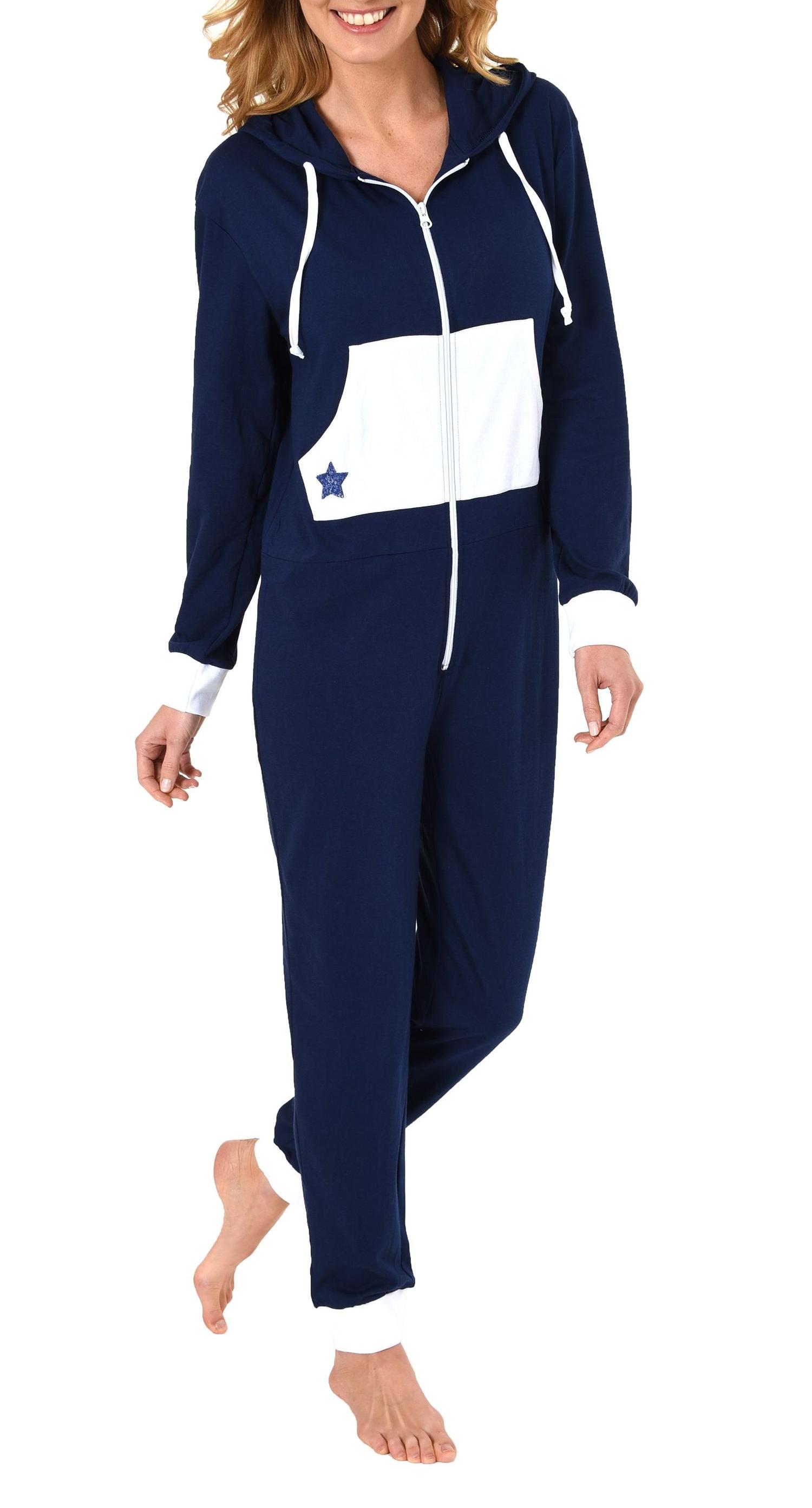 Damen Schlafanzug Einteiler Jumpsuit Overall mit Sterne Motiv - 281 267 90 842 Damen Schlafanzug Einteiler Jumpsuit Overall mit Sterne Motiv - 281 267 90 842